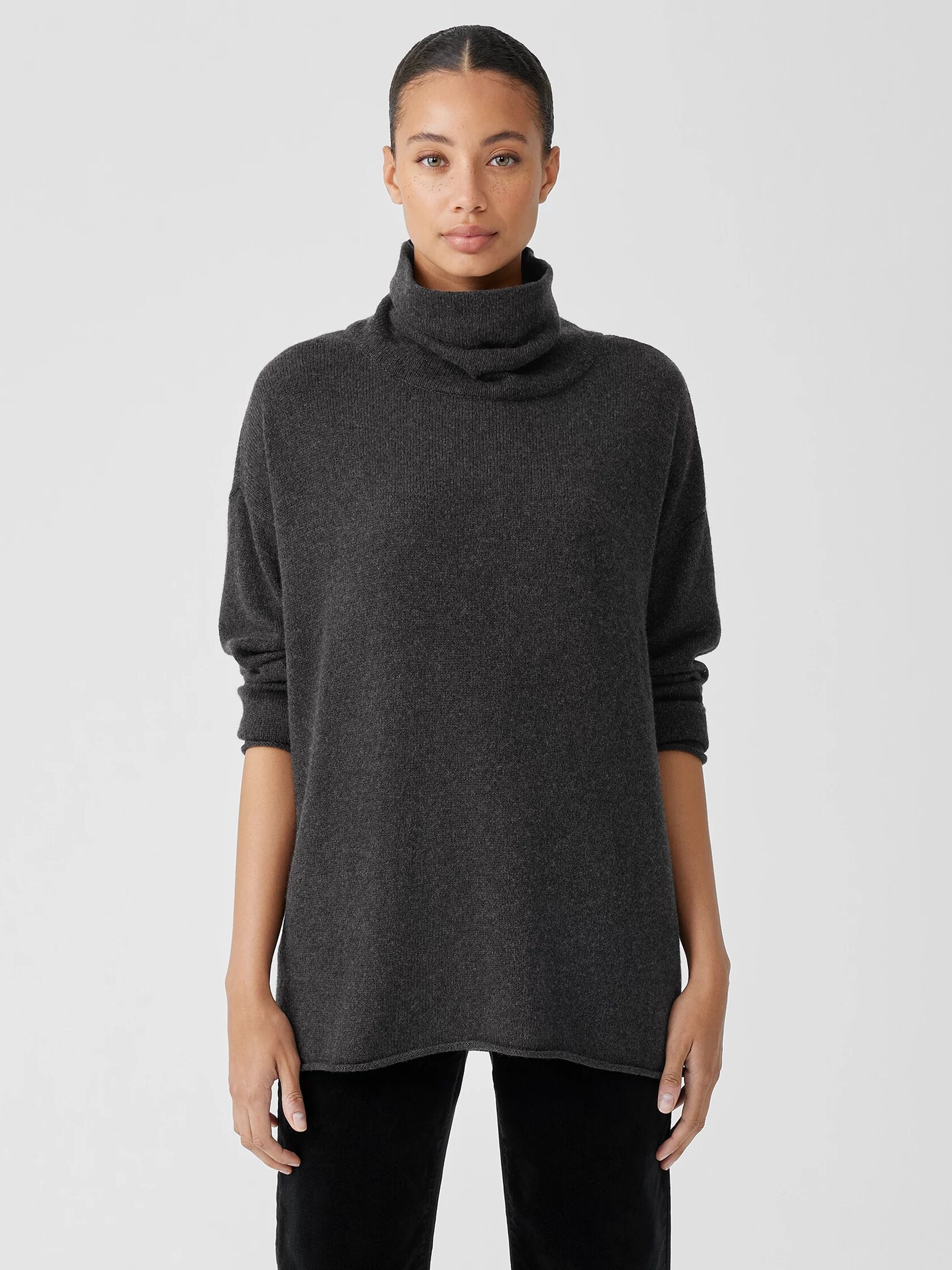 Cotton and Recycled Cashmere Turtleneck Top