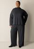 Waffle Cotton Blend Doubleknit Funnel Neck Box-Top