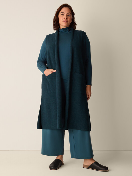 Sheer Cotton Blend Knit Turtleneck Top