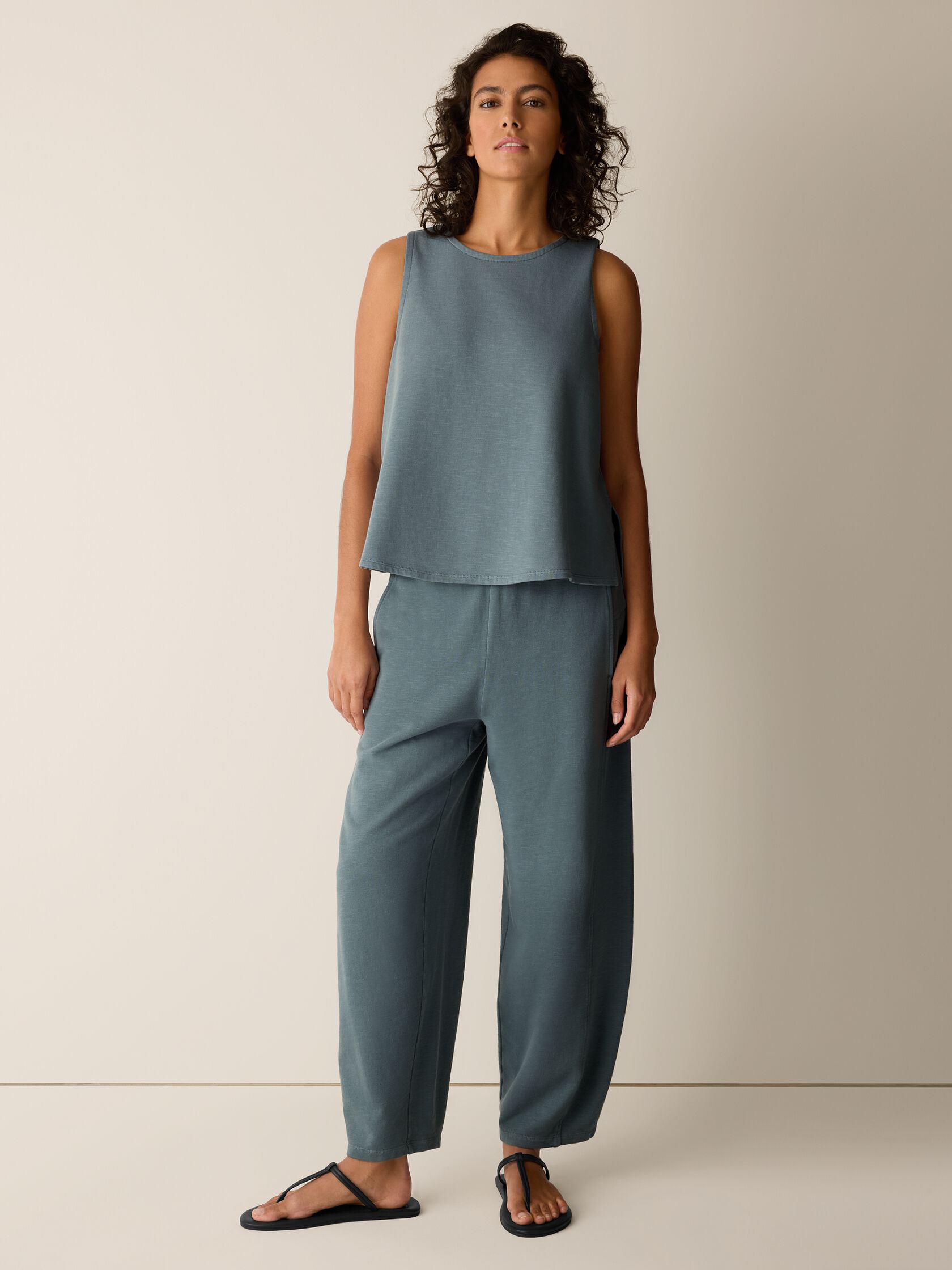 Garment-Dyed Organic Cotton Terry Lantern Pant