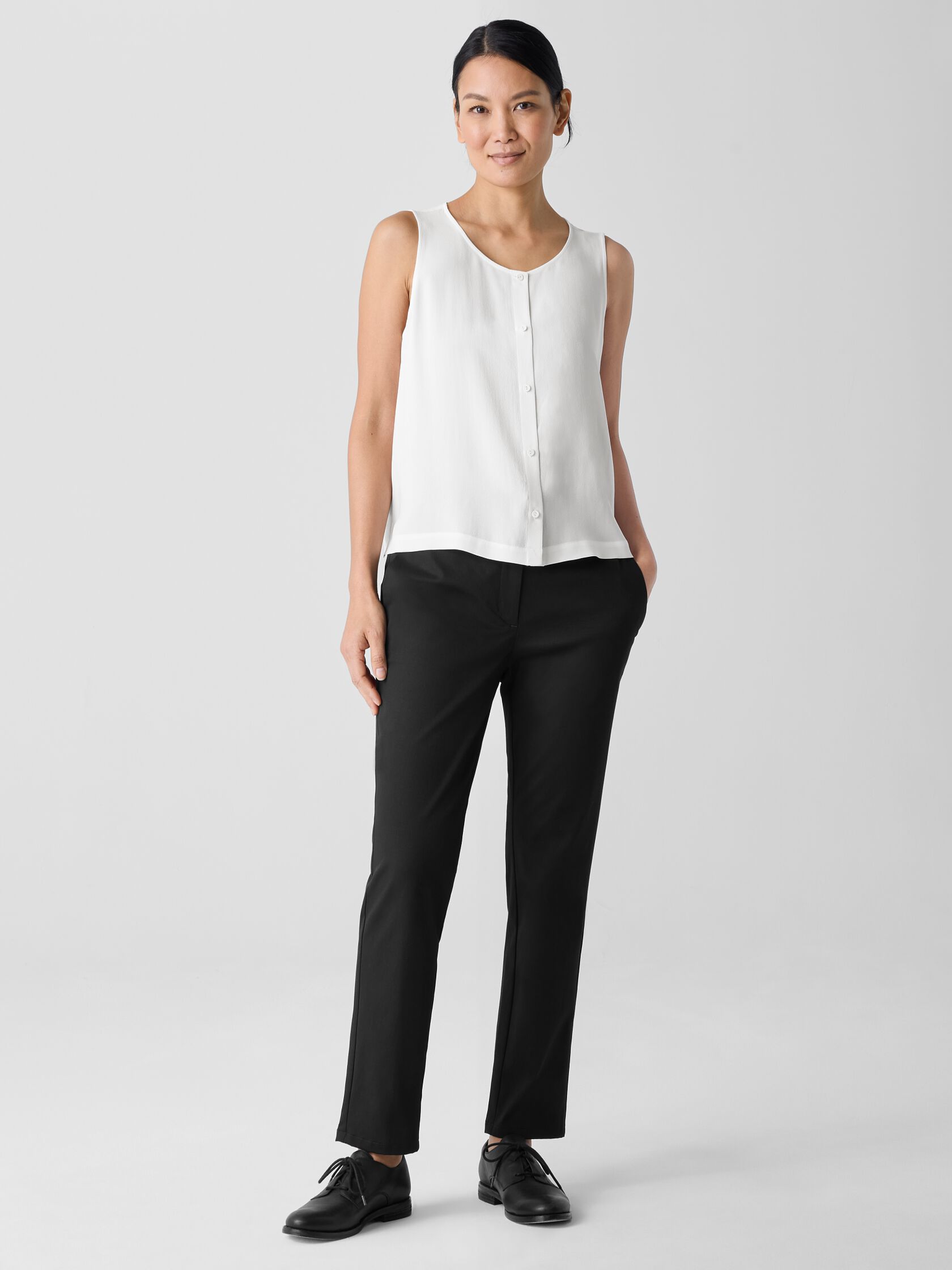 Silk Georgette Crepe Round Neck Vest