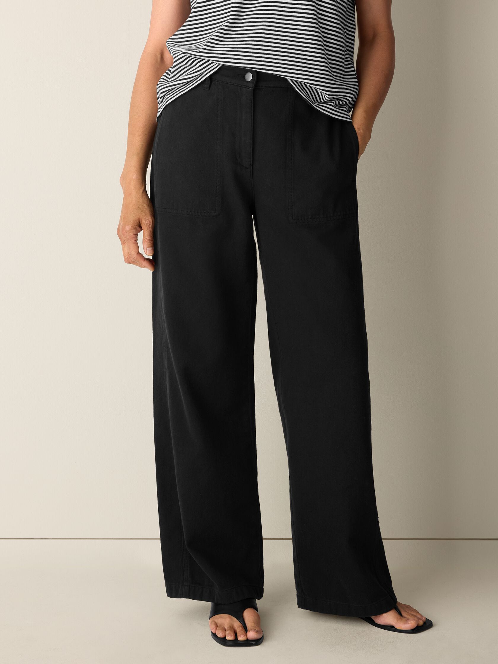 Garment-Dyed Utility Cotton Wide-Leg Pant