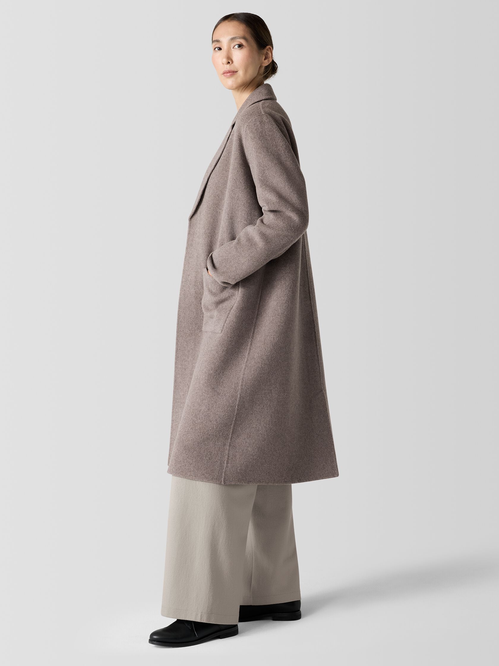 Doubleface Wool Cloud Notch Collar Coat