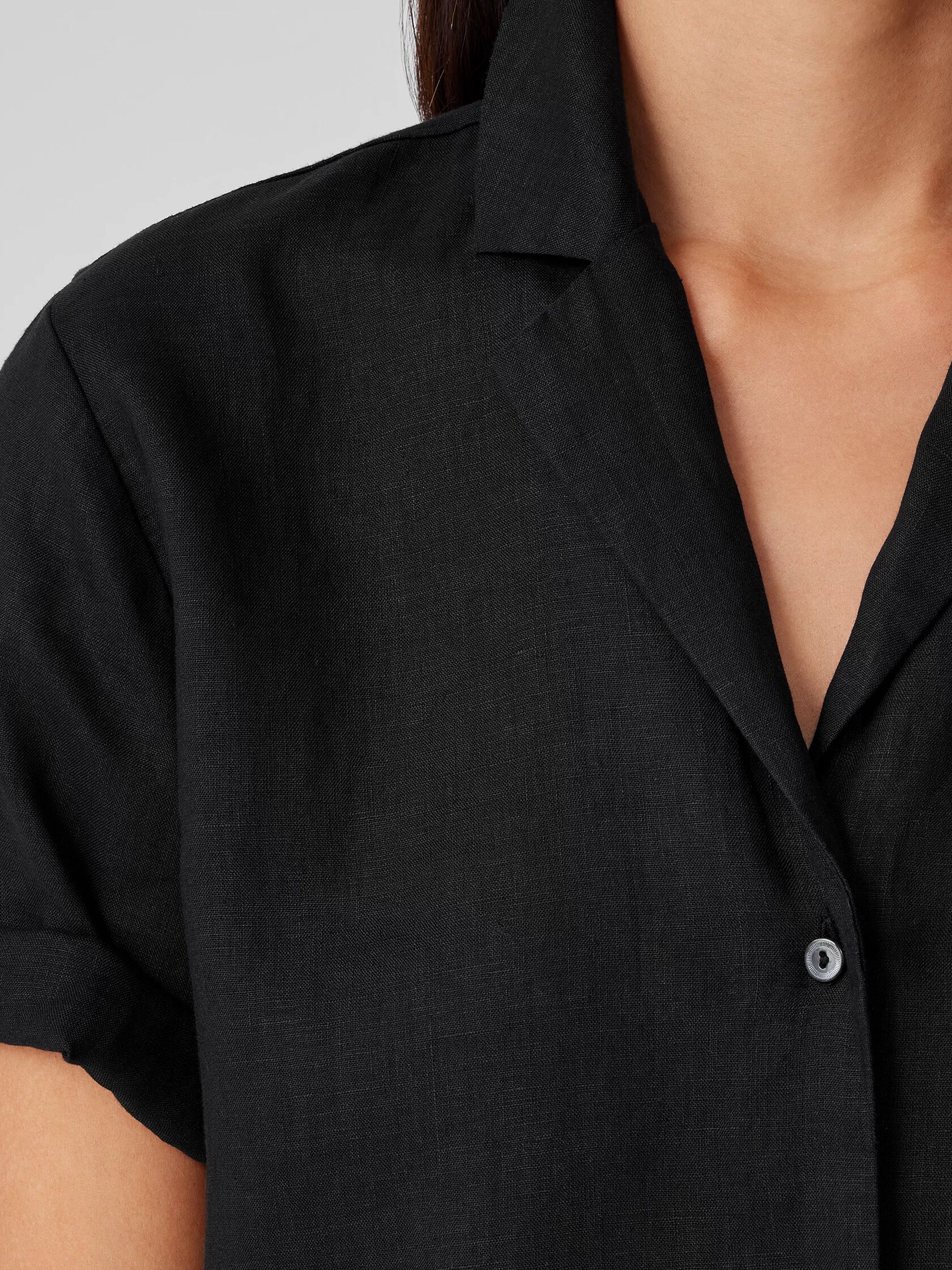 Handkerchief Linen Notch Collar Shirt
