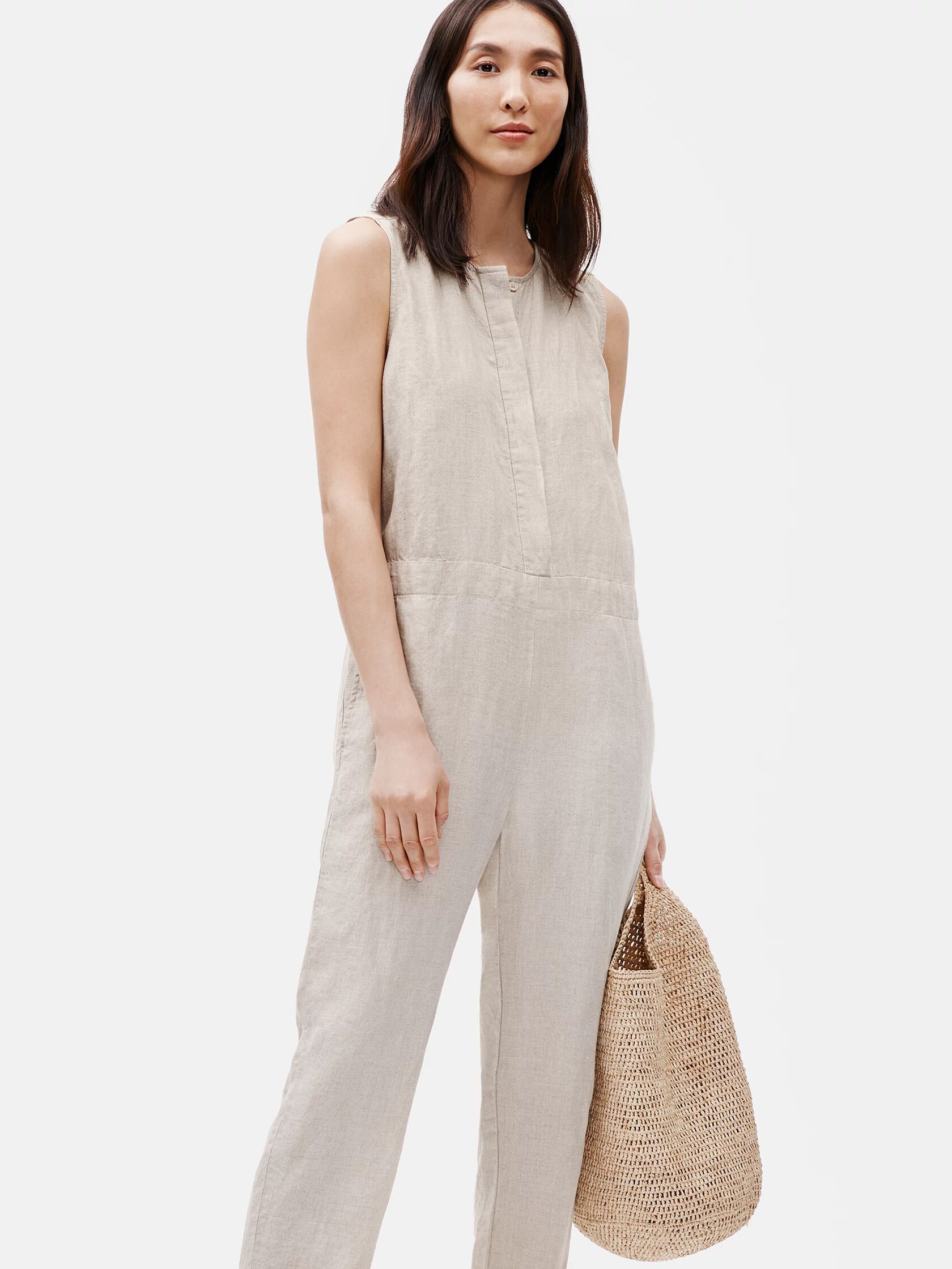 Organic Linen Round Neck Jumpsuit