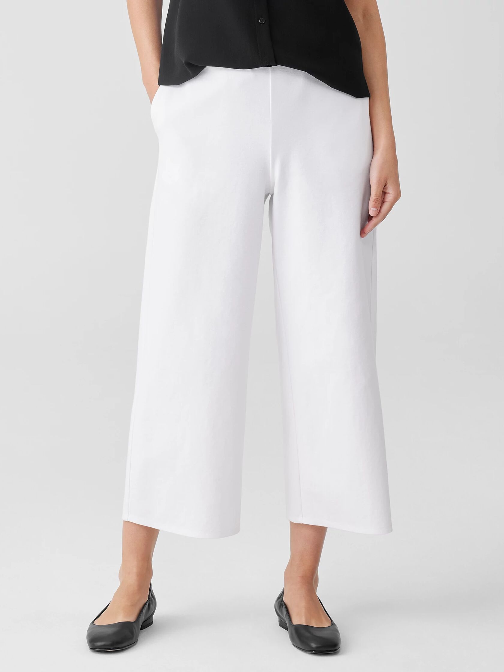 Cotton Blend Ponte Wide-Leg Pant
