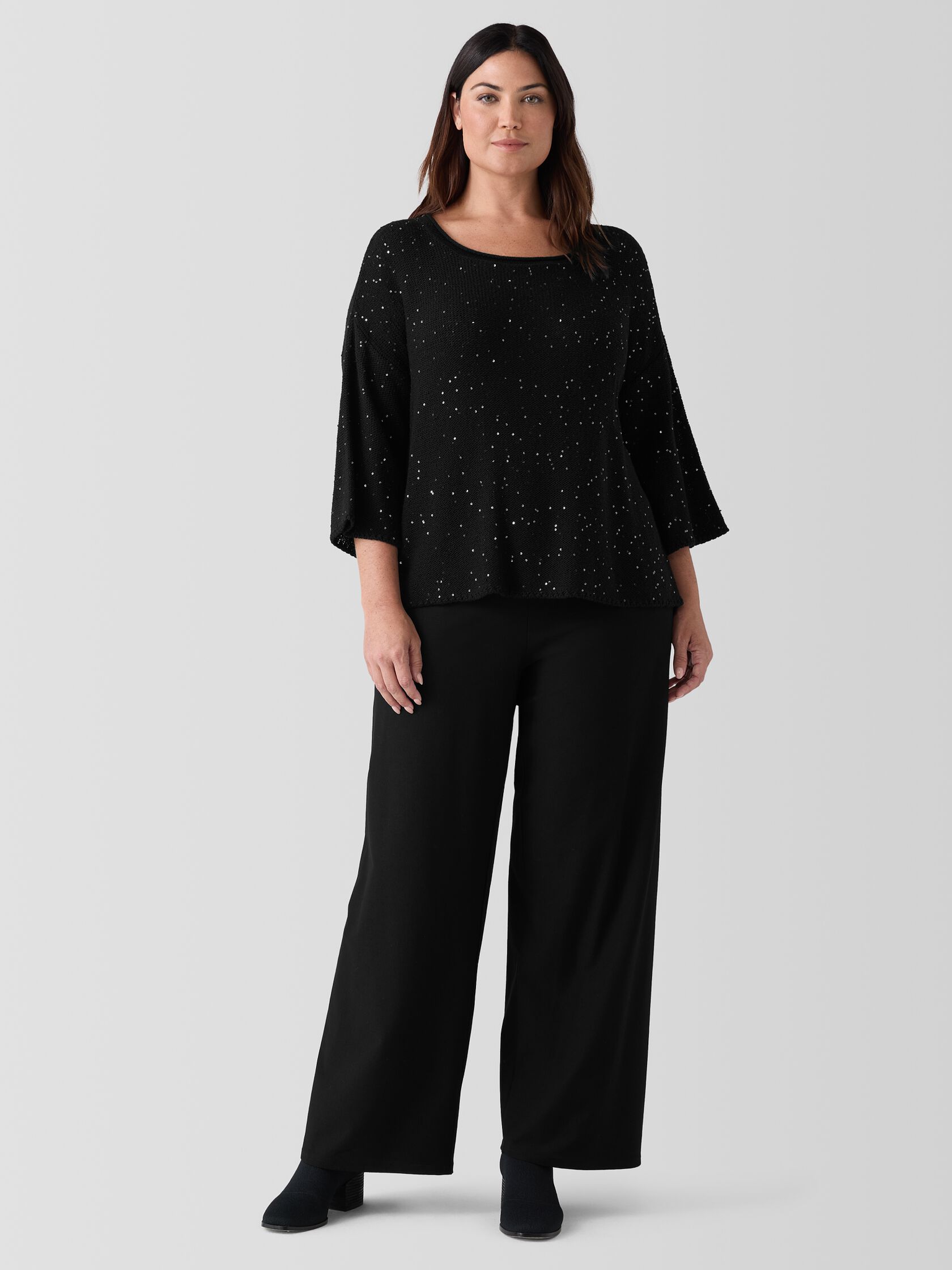 Merino Sequin Jewel Neck Top