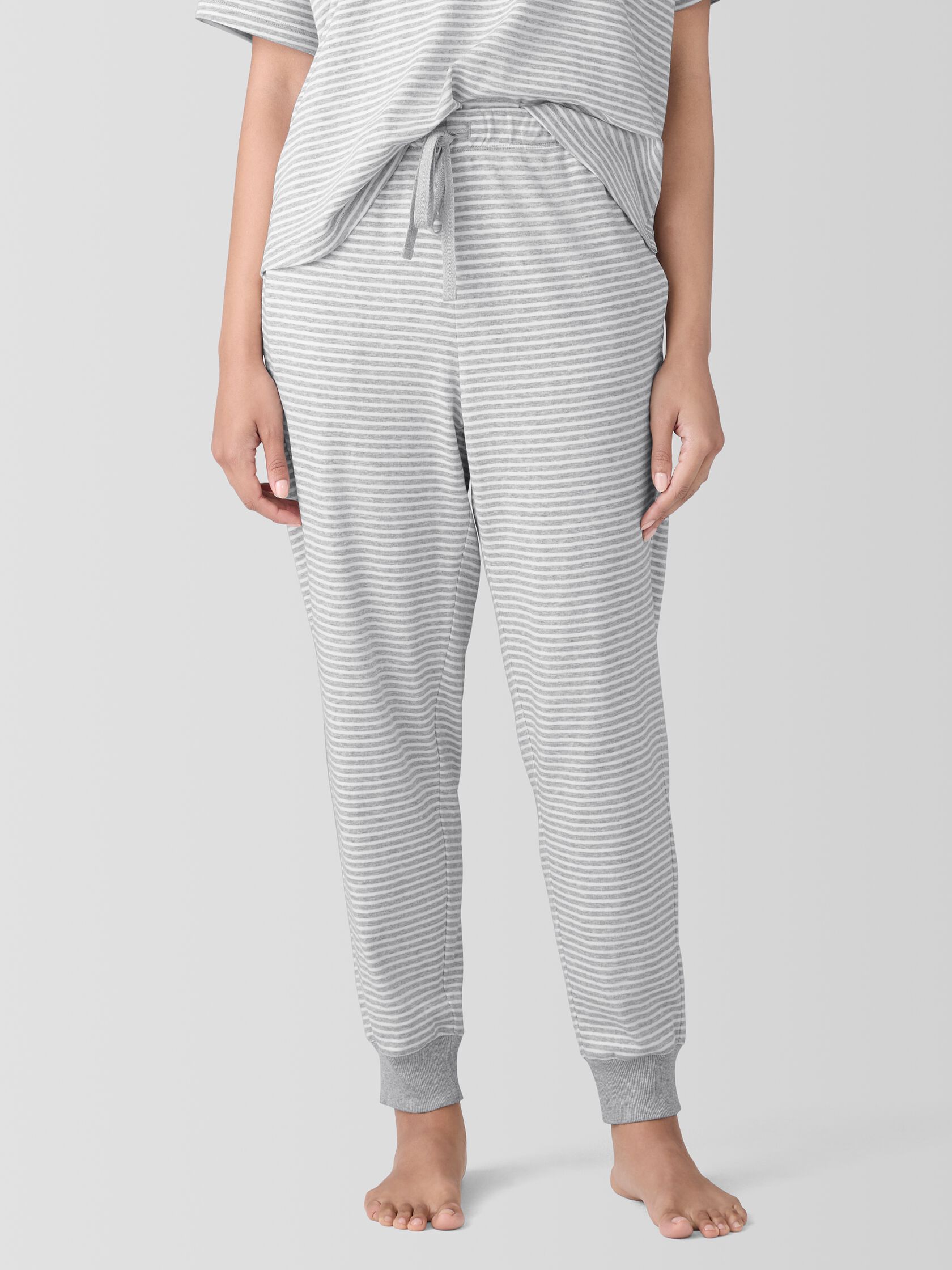 Striped Organic Cotton Interlock Jogger Sleep Pant