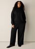 Waffle Cotton Blend Doubleknit High Collar Henley Top