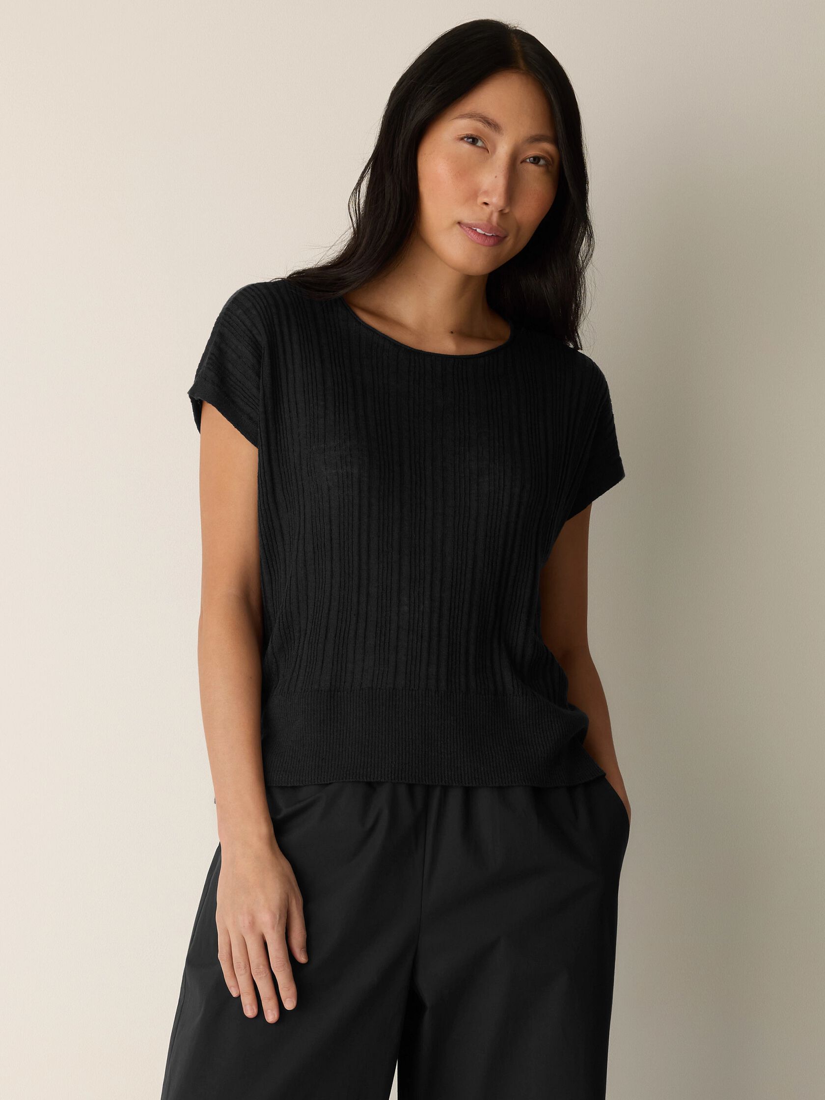 Organic Linen Cotton Crew Neck Top