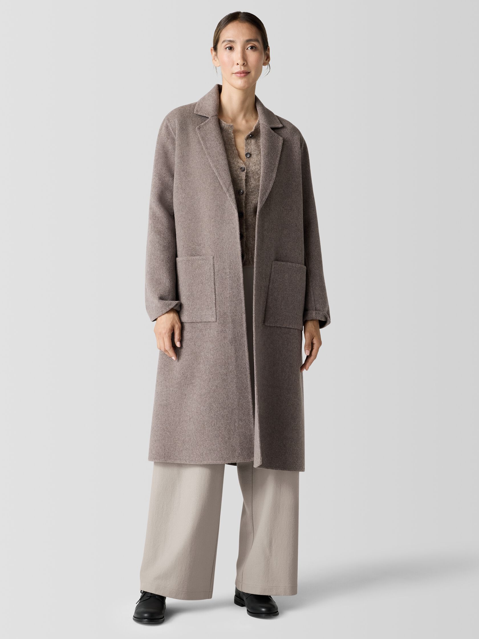 Doubleface Wool Cloud Notch Collar Coat