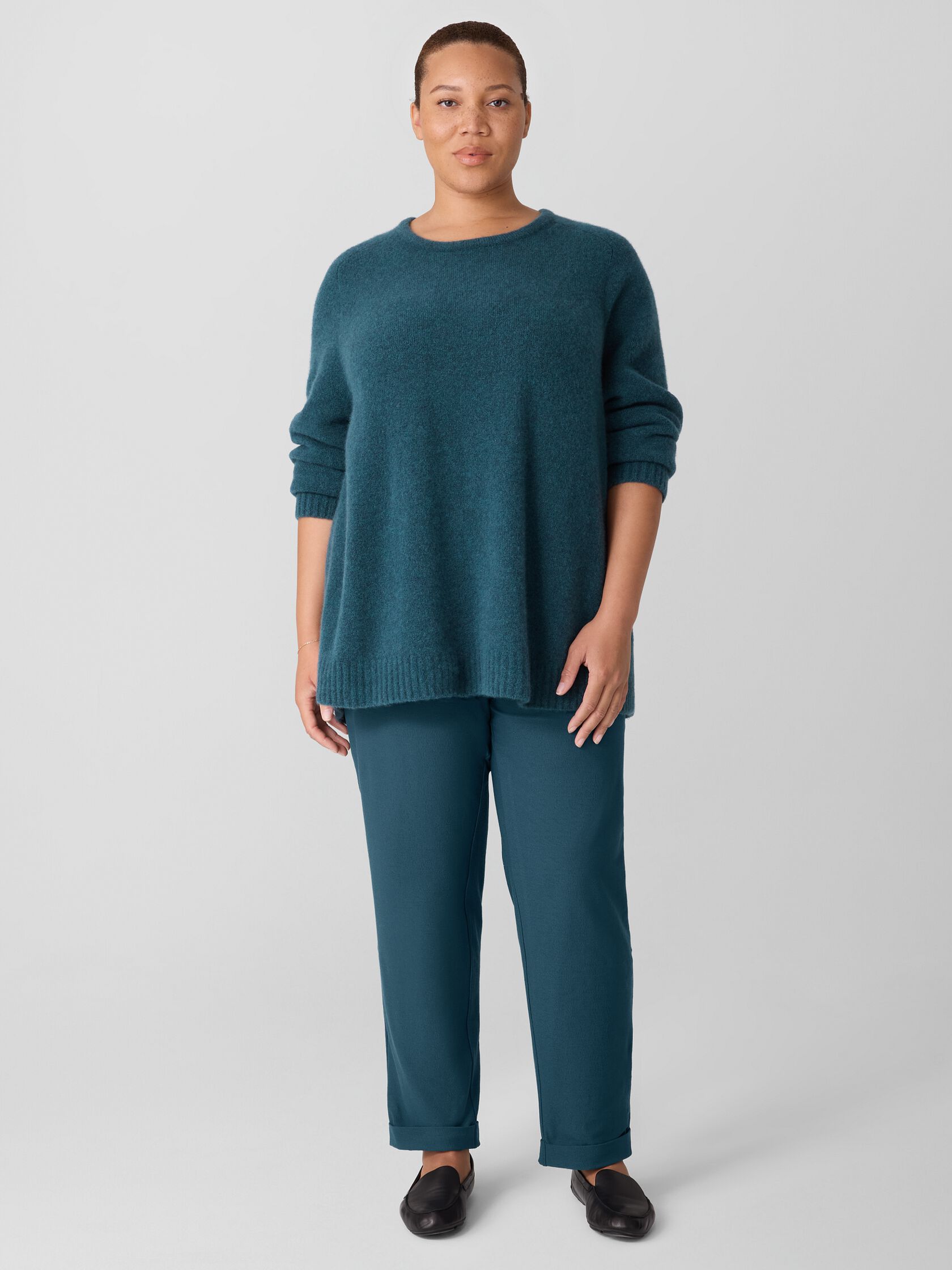 Washable Stretch Crepe Cuffed Pant