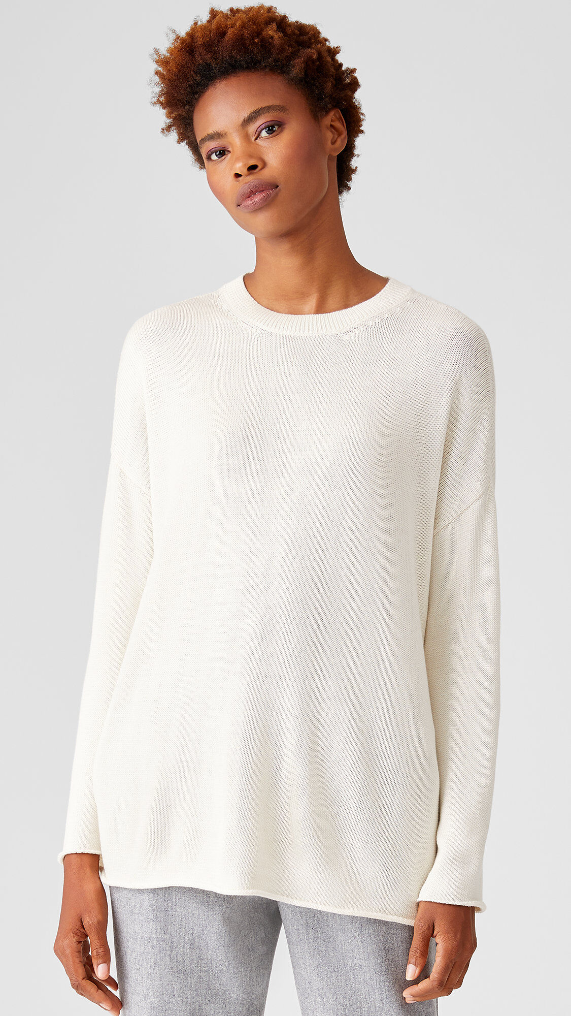 Peruvian Organic Cotton Blend Crew Neck Tunic EILEEN FISHER