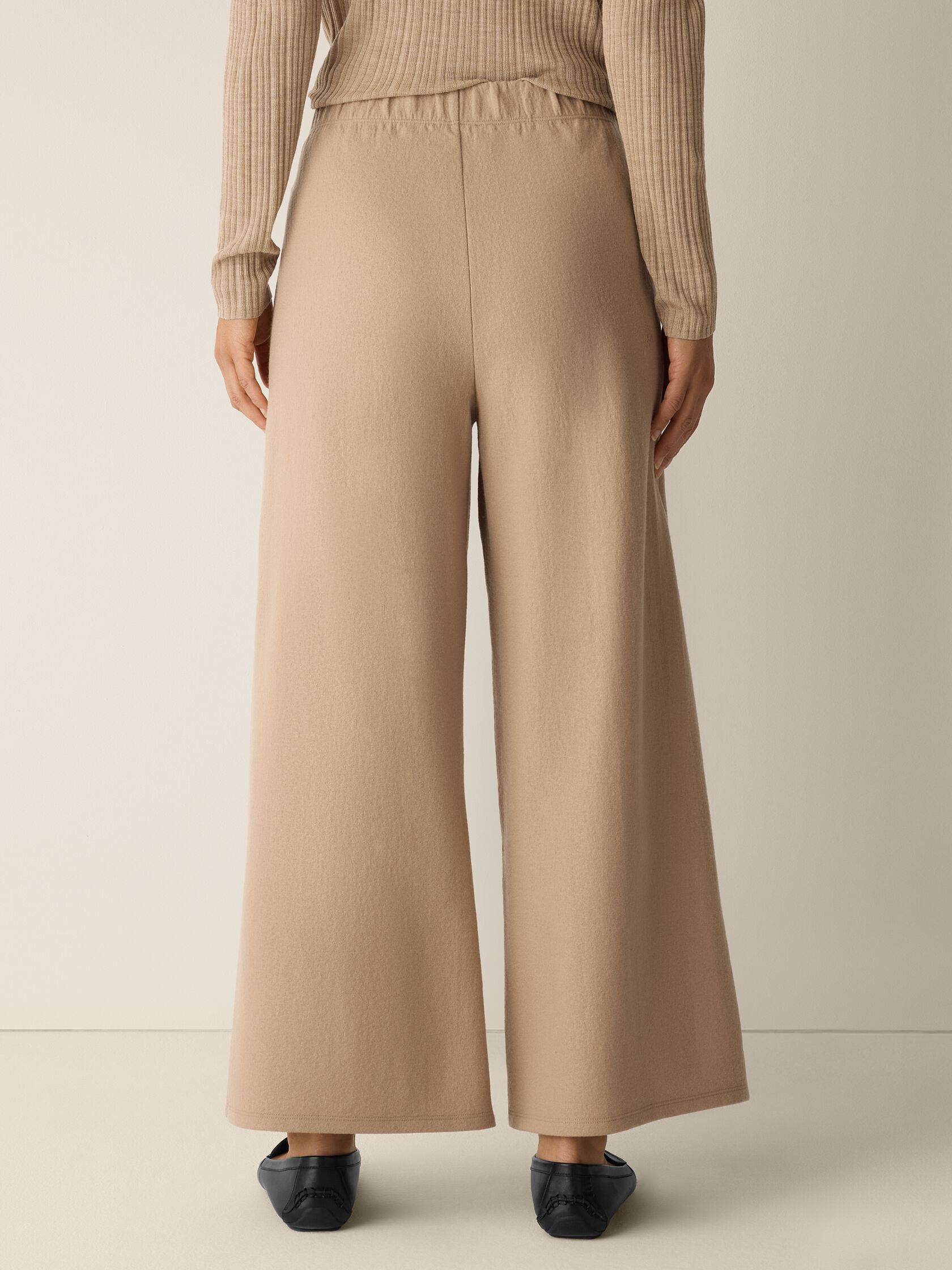Felted Wool Jersey Wide-Leg Pant