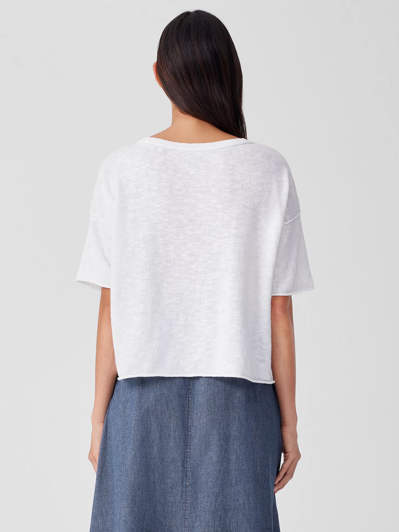 Organic Linen Cotton Slub Bateau Neck Top