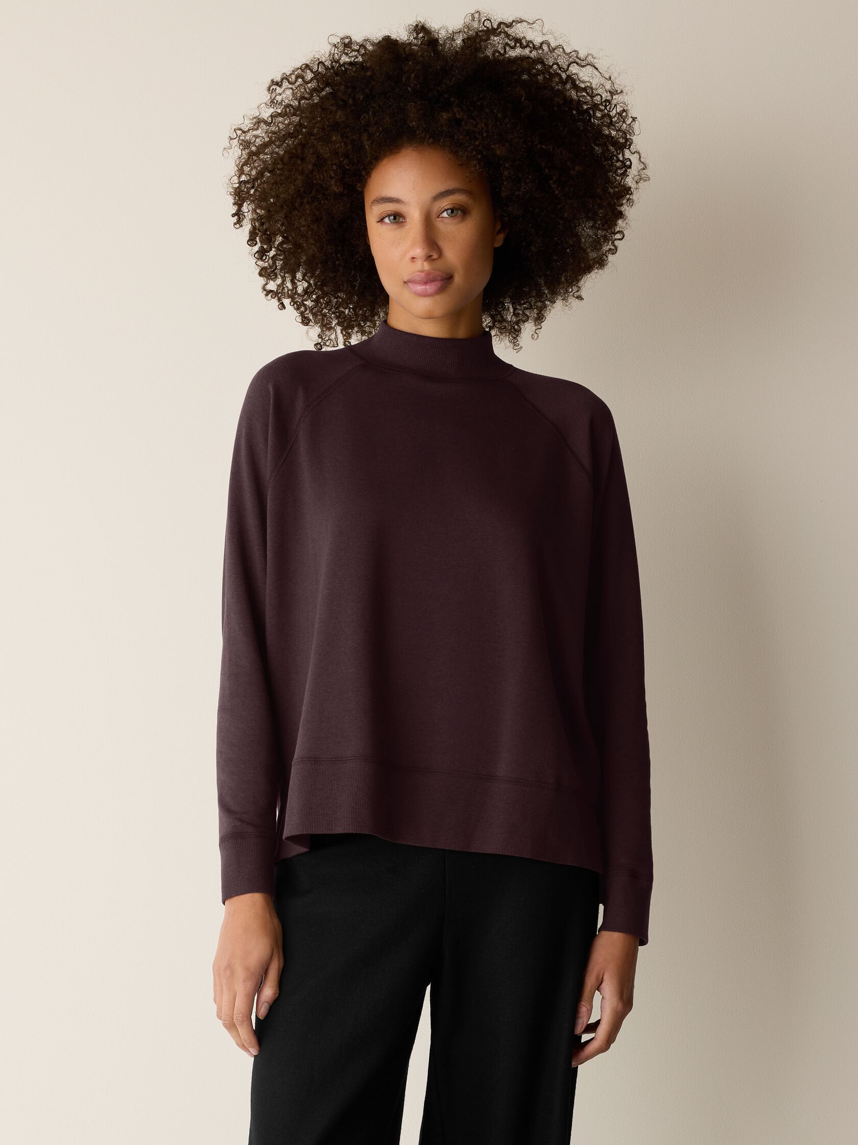 Cozy Brushed Terry Hug Mock Neck Top