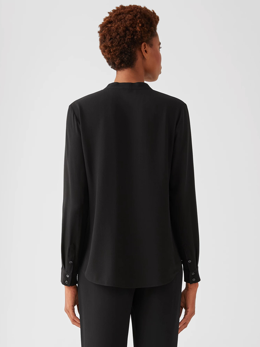 Silk Georgette Crepe V-Neck Shirt | EILEEN FISHER