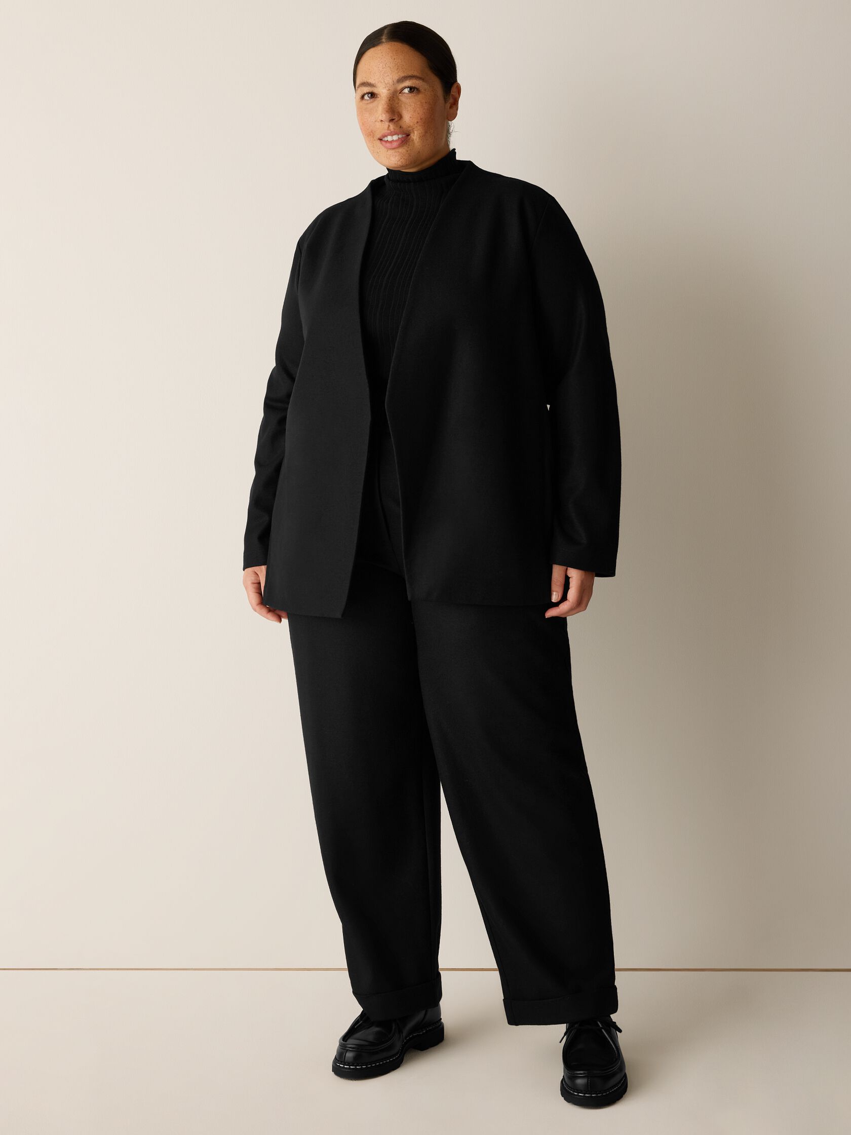 Felted Wool Jersey Angled Jacket in Regenerative Wool
