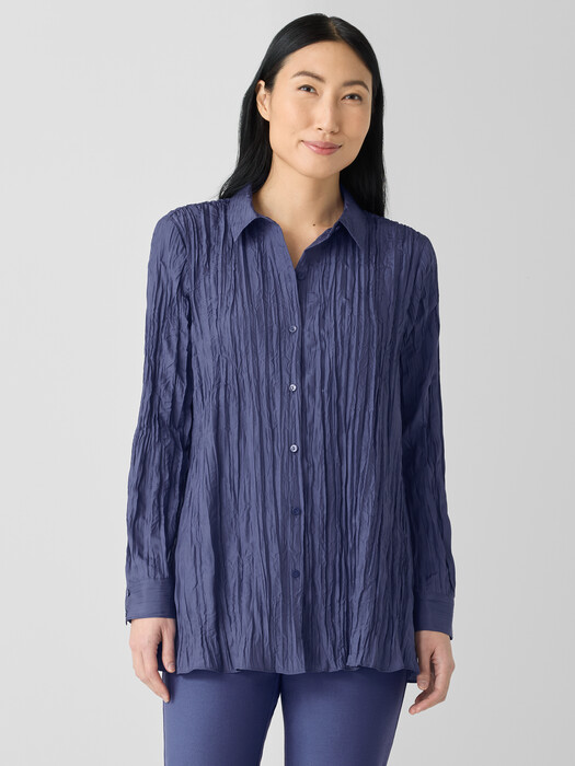 dress shirt silk Satin-Silk Coffee Classic Fit Charmeuse showing the wrist and keeping the look light Grace Matte Silk Shirt -