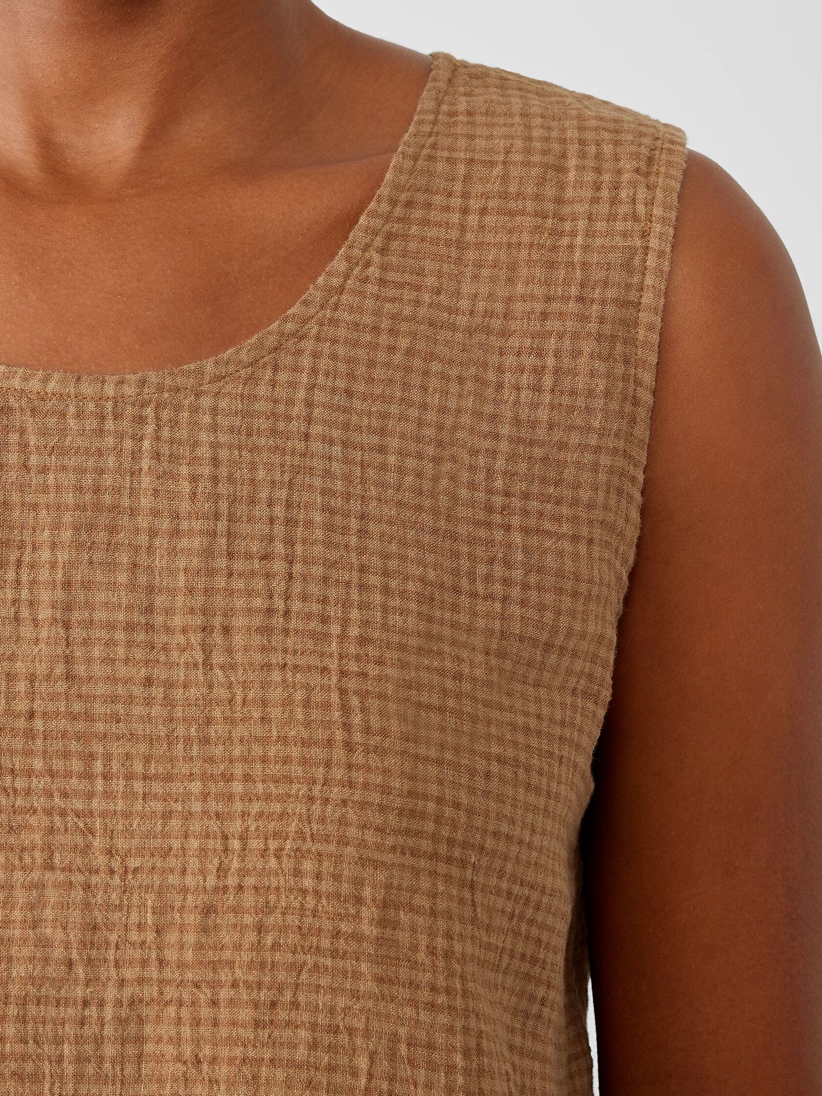 Puckered Organic Linen Scoop Neck Tank