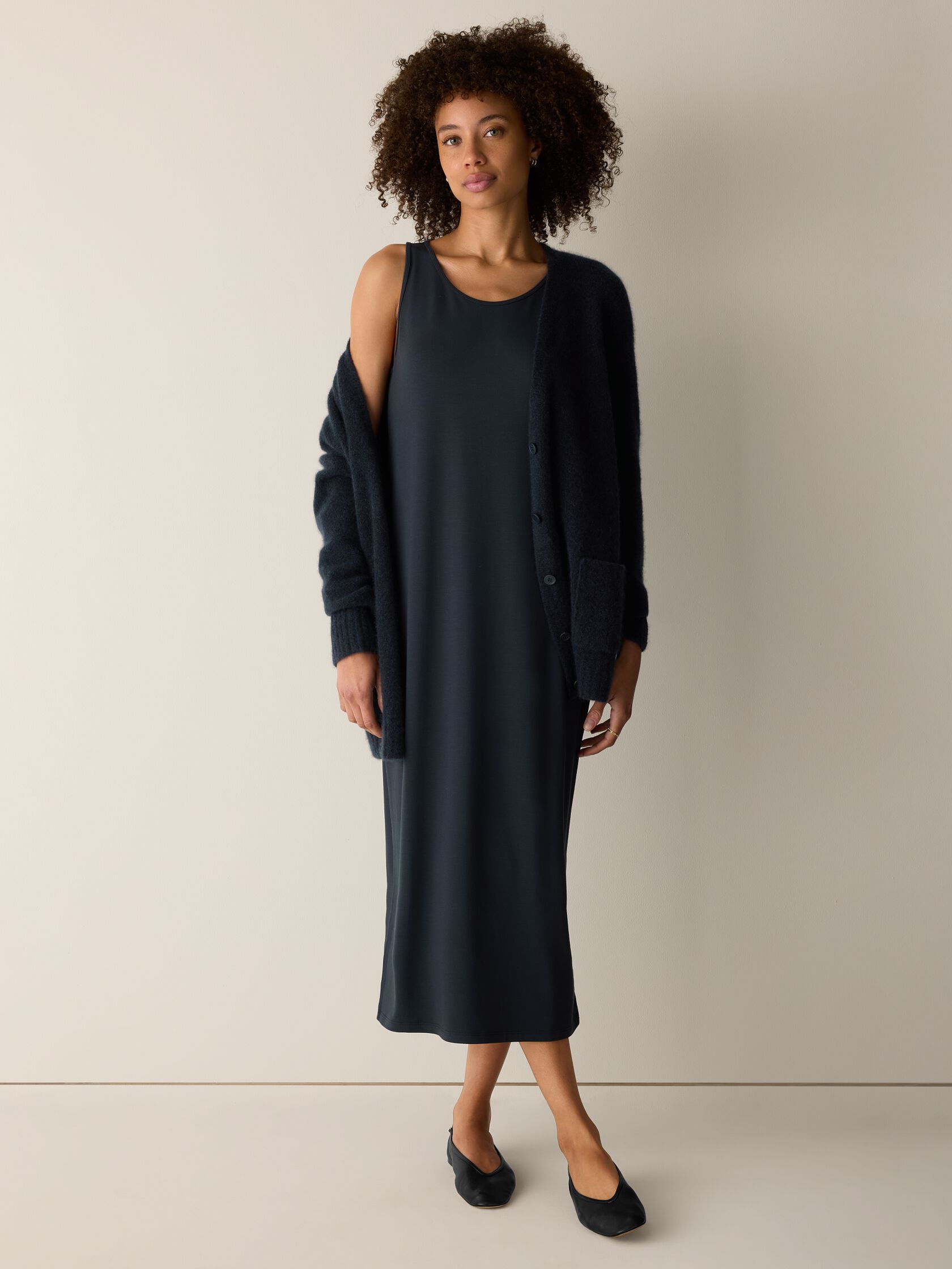 Stretch Jersey Knit Scoop Neck Dress
