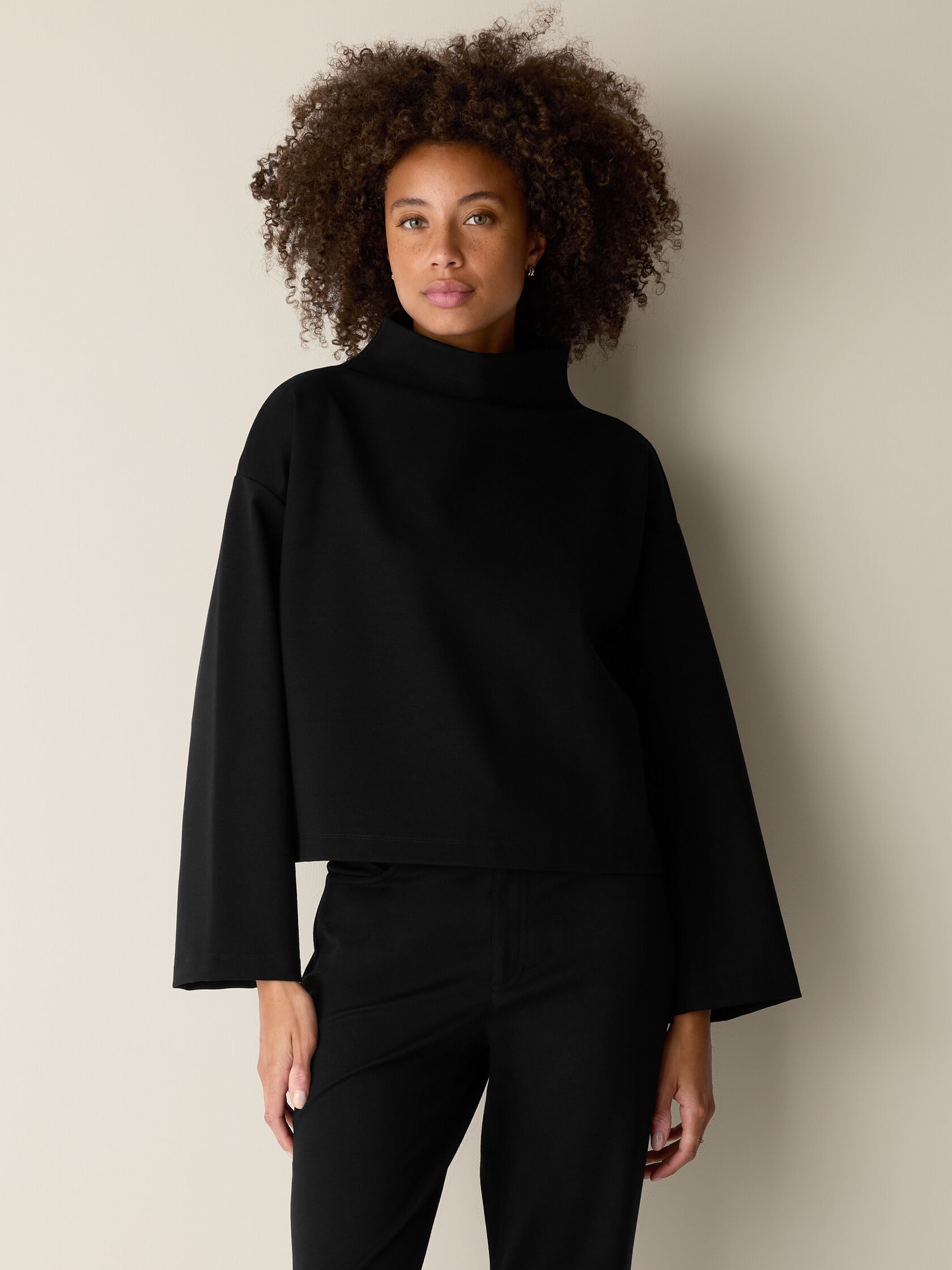 Lightweight Ponte Funnel Neck Top