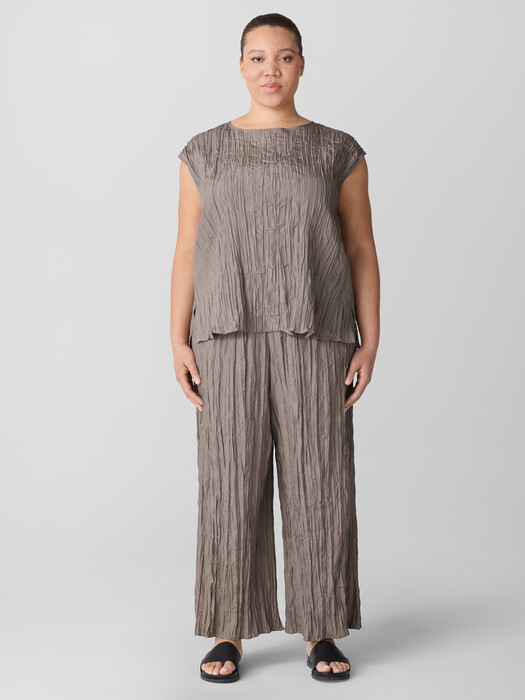 Crushed Silk Wide-Leg Pant