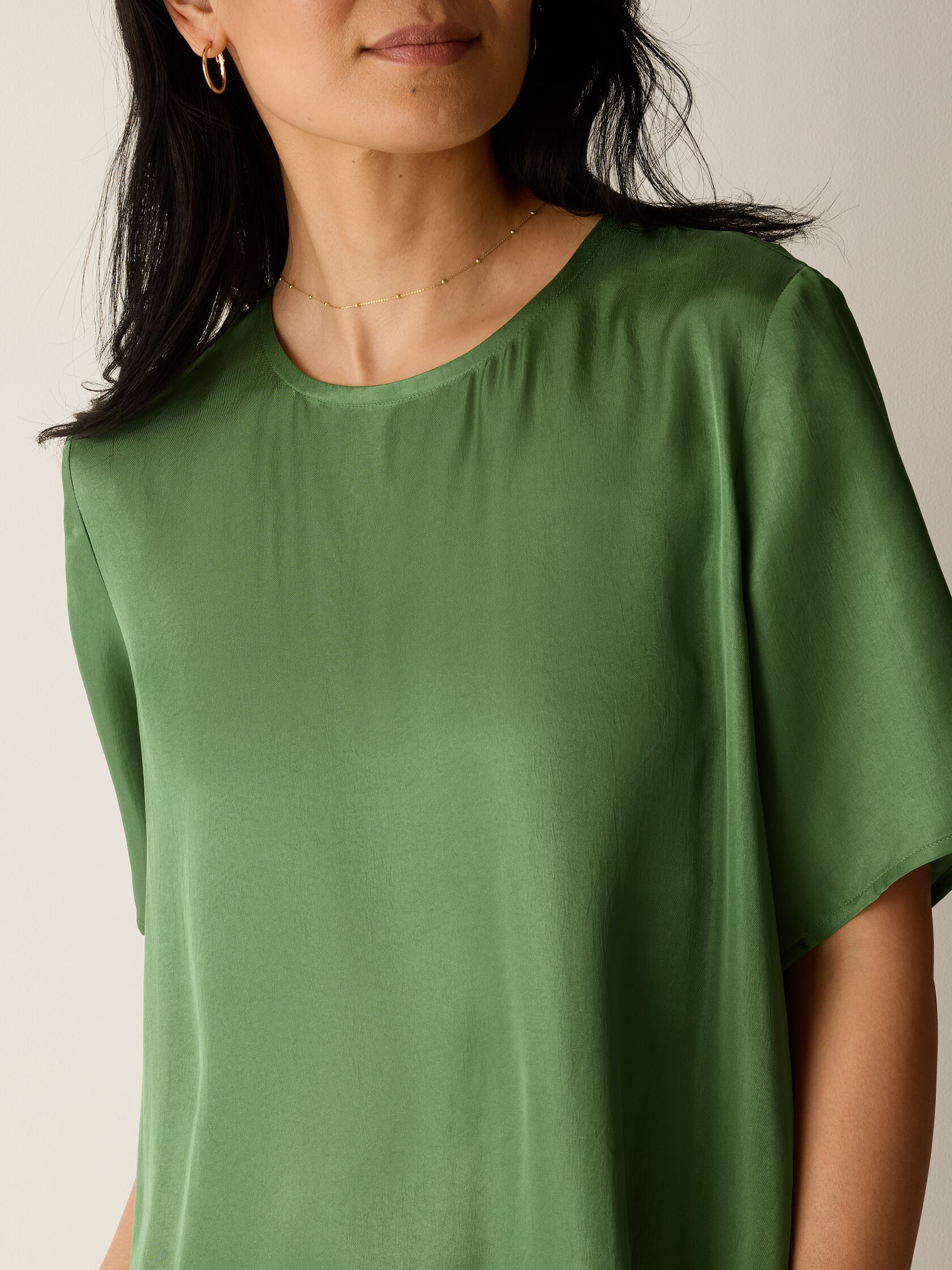 Lightweight Satin Shimmer Tee Dress