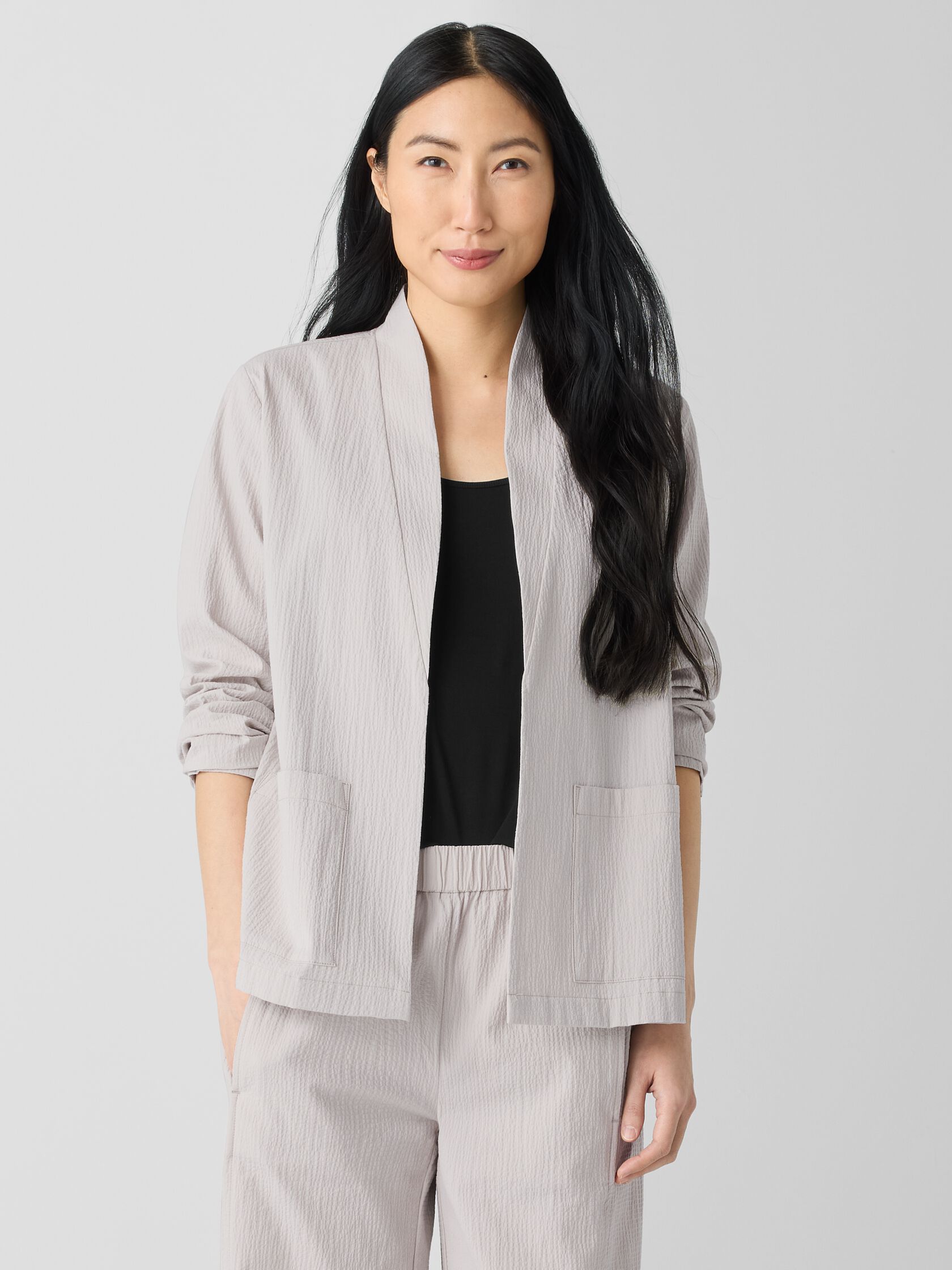 Organic Cotton Pucker High Collar Jacket