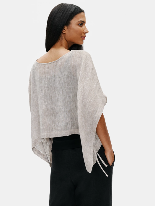 Organic Linen Gauze Cropped Poncho EILEEN FISHER