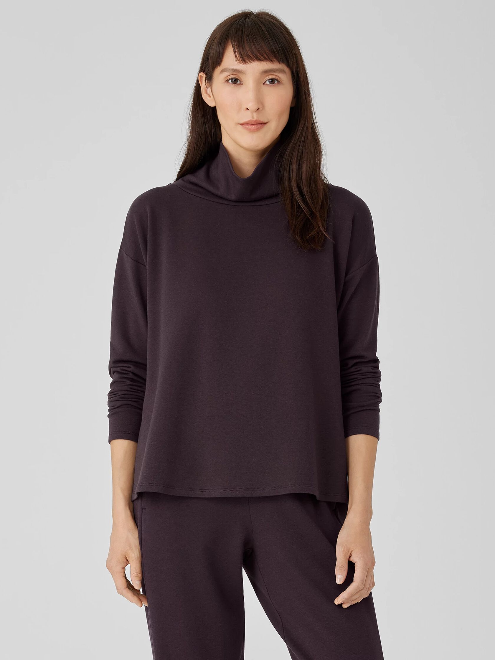 Cozy Brushed Terry Hug Funnel Neck Top