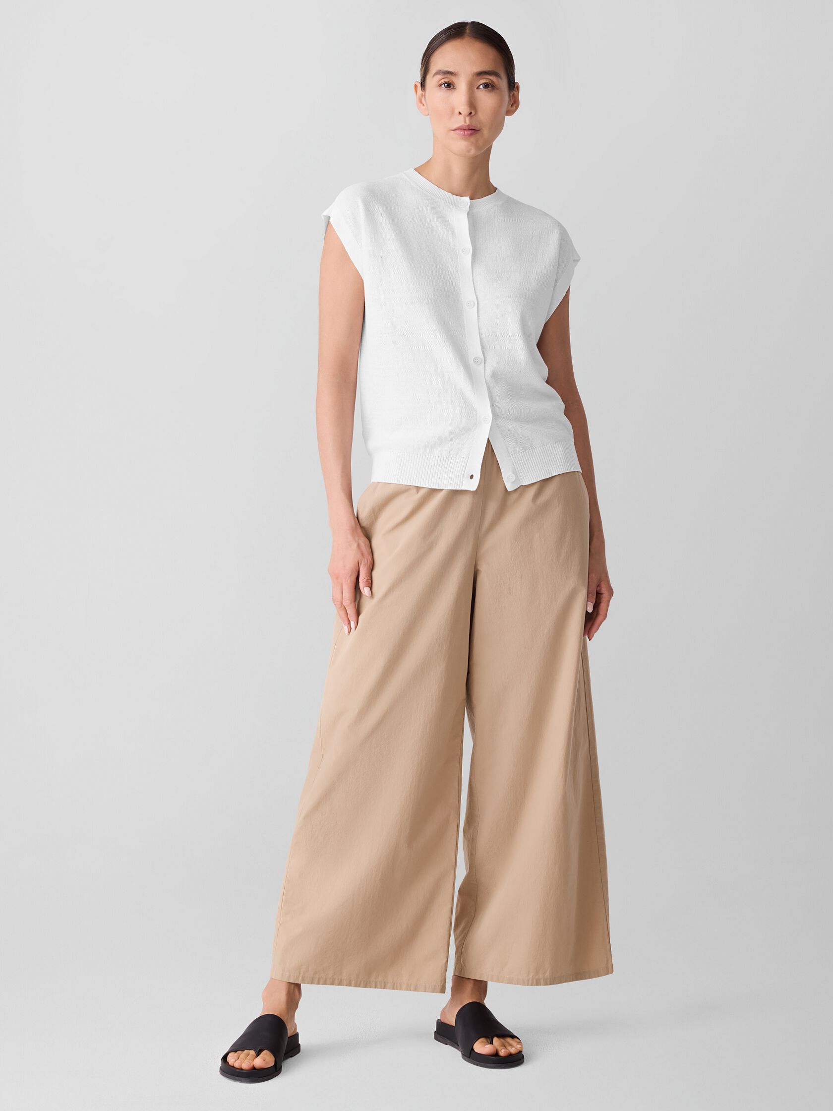 Washed Organic Cotton Poplin Wide-Leg Pant