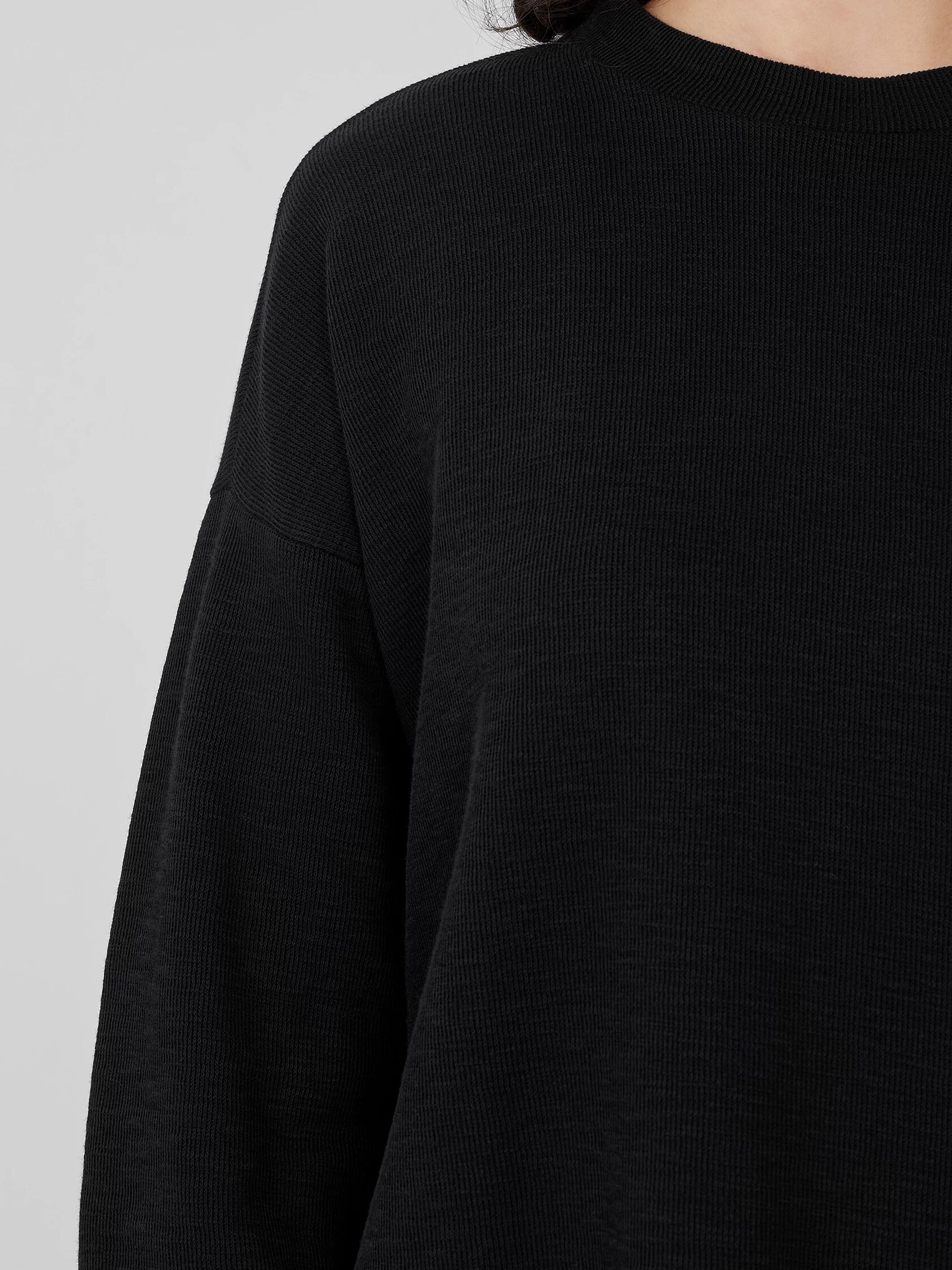 Organic Cotton Slubby Rib Knit Crew Neck Top