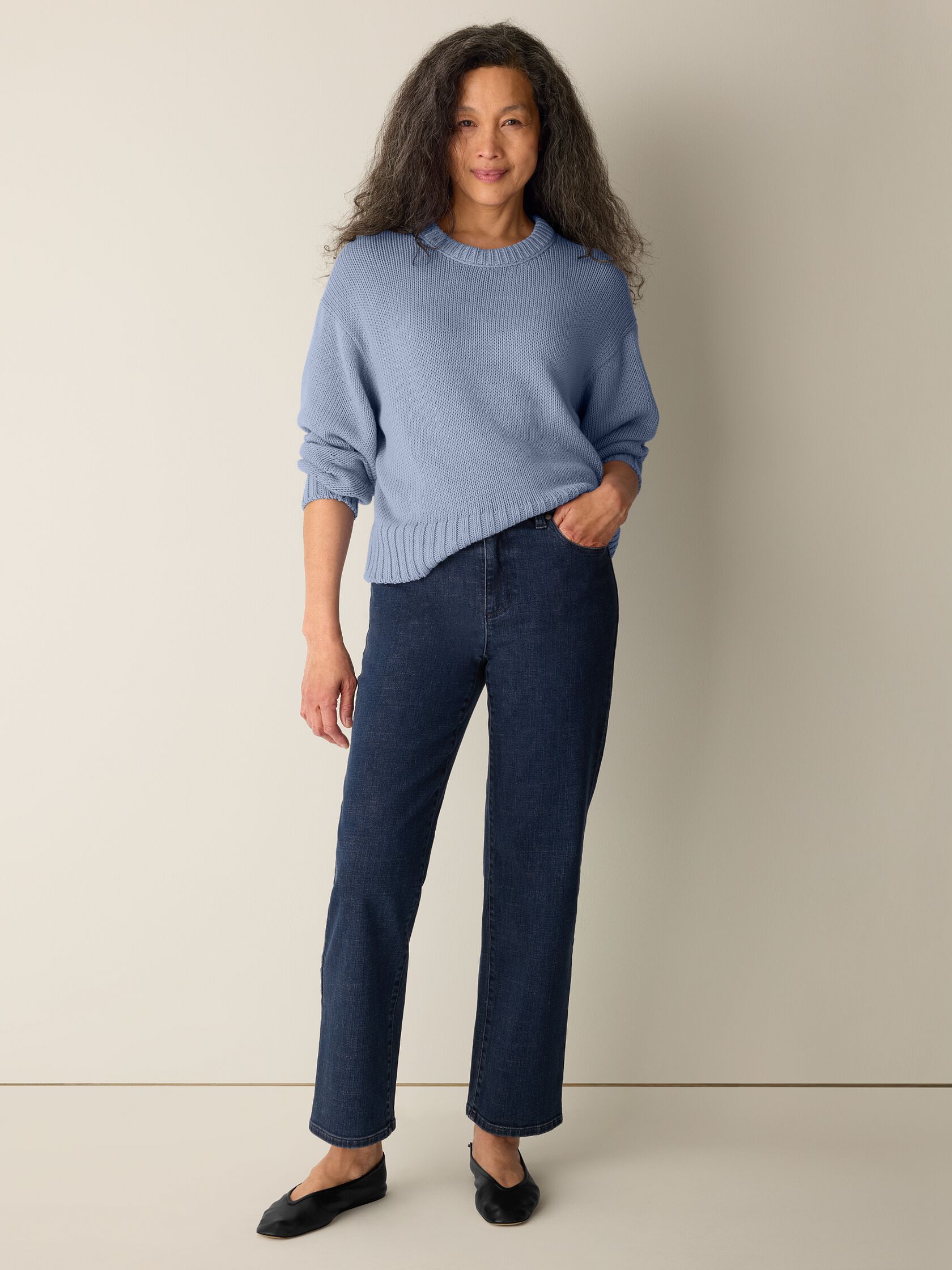 Cotton Stretch Denim Straight Jean