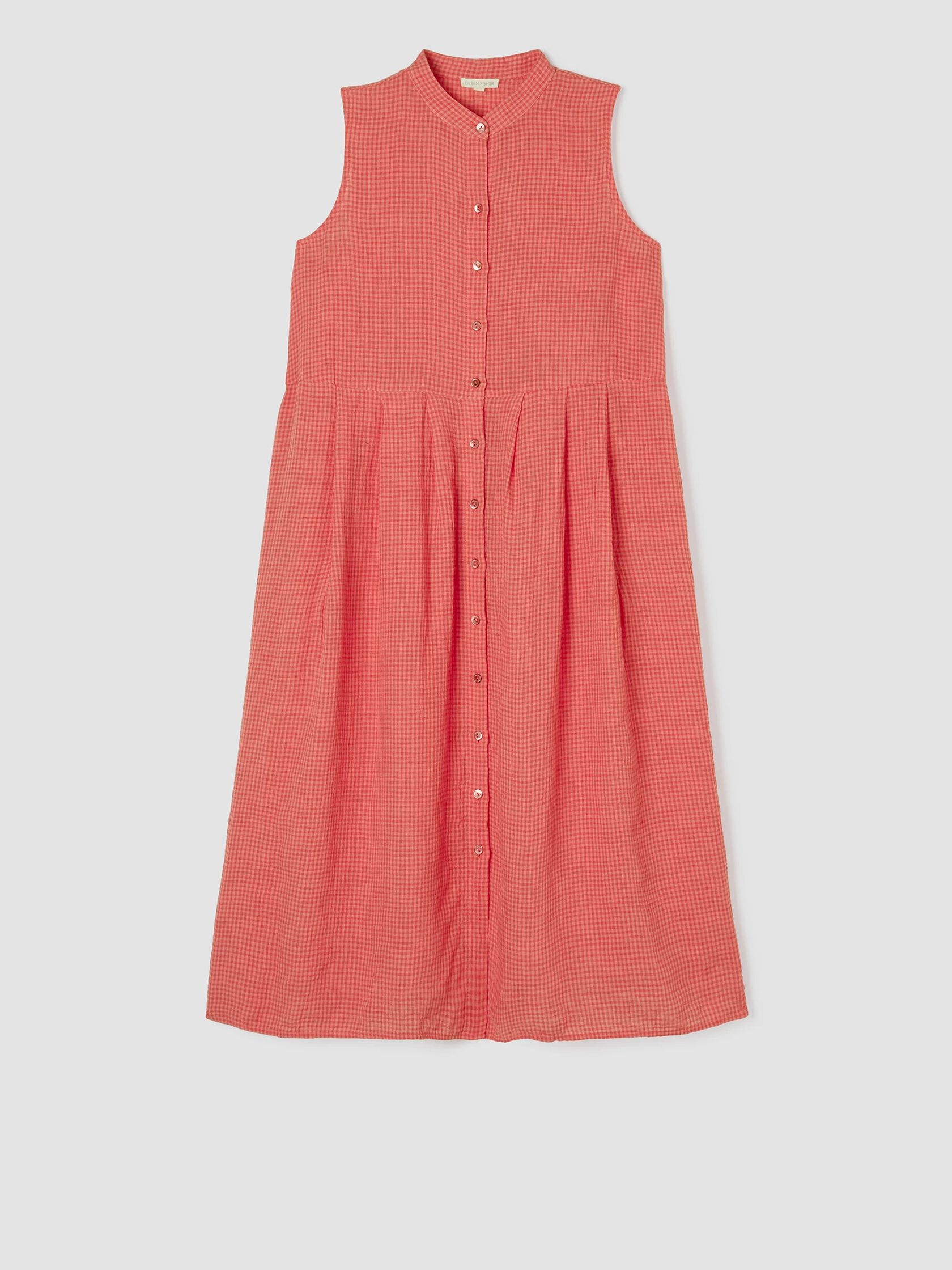 Puckered Organic Linen Pleated Dress