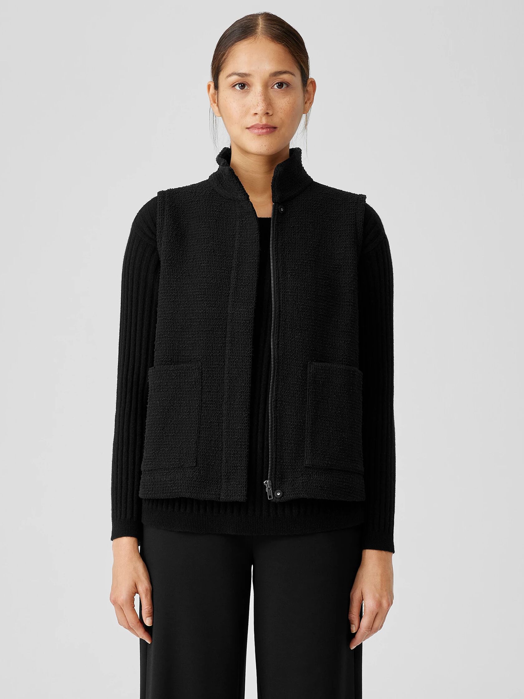 Cotton Boucle Knit Vest