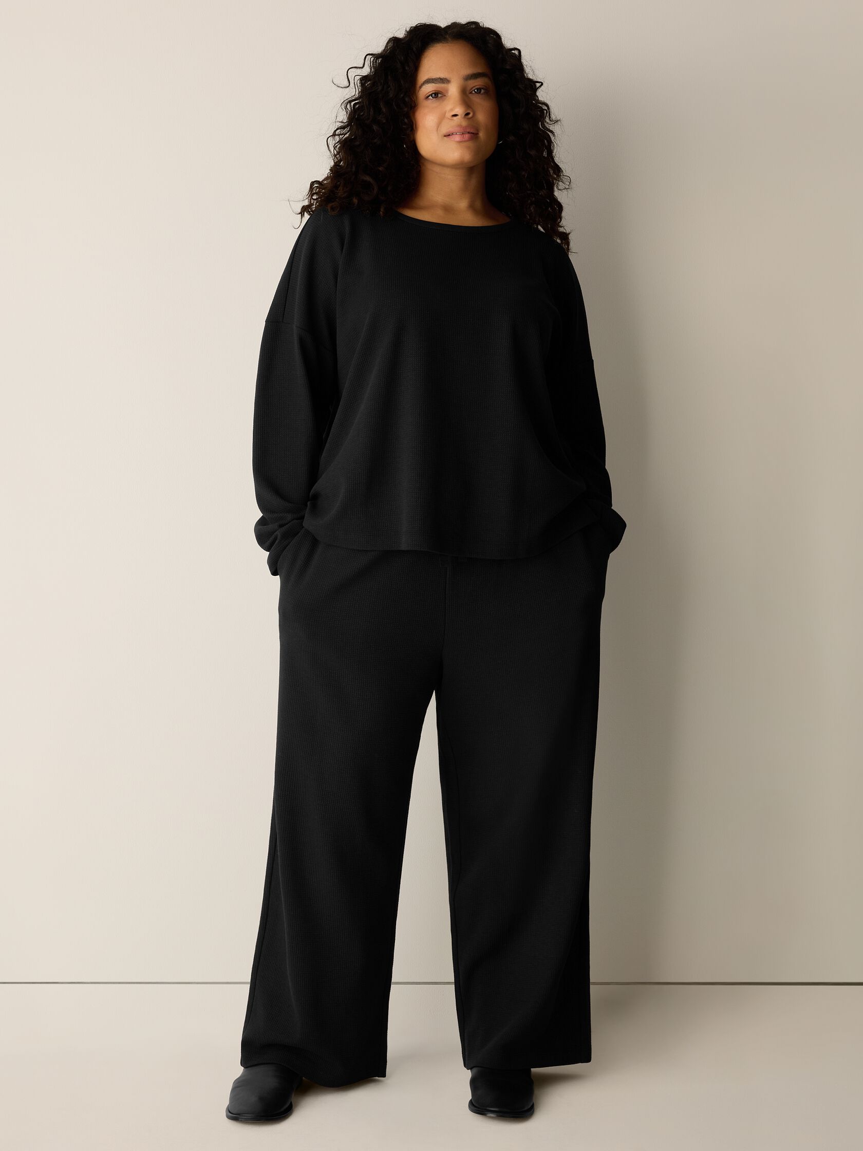 Waffle Cotton Blend Doubleknit Box-Top