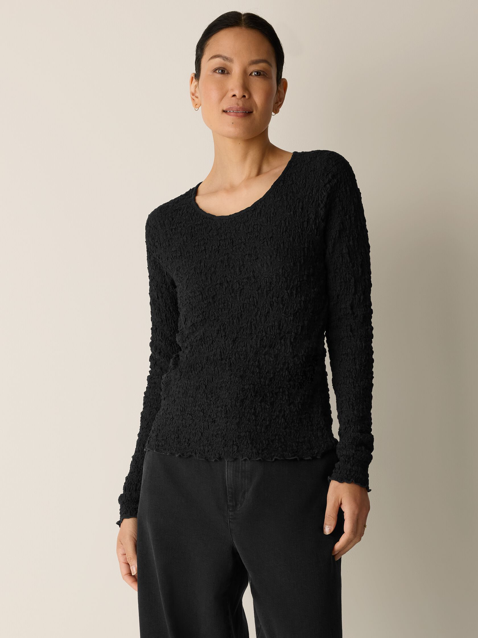 Bubble Jacquard Round Neck Top