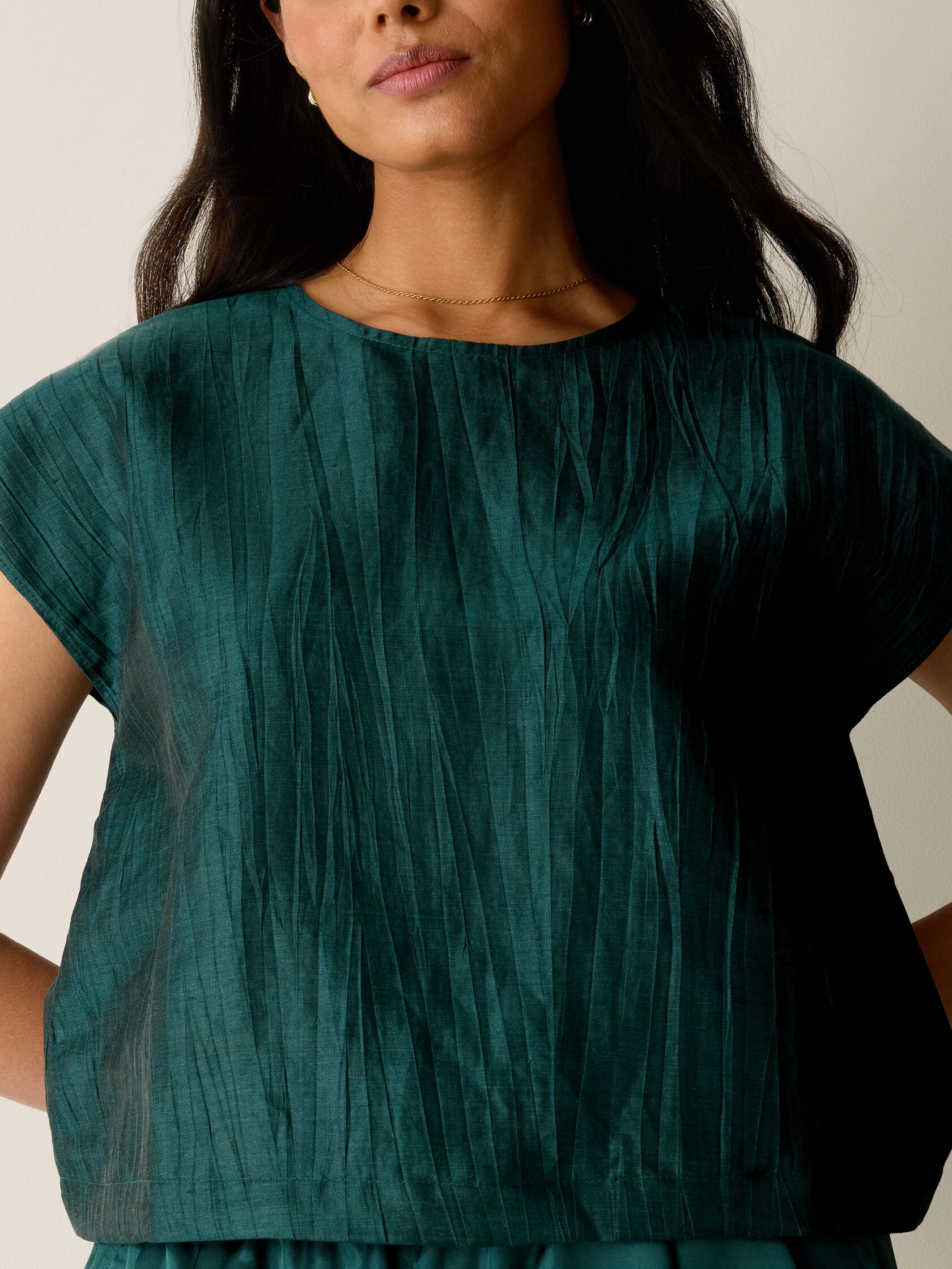 Linen Nylon Sheen Square Top