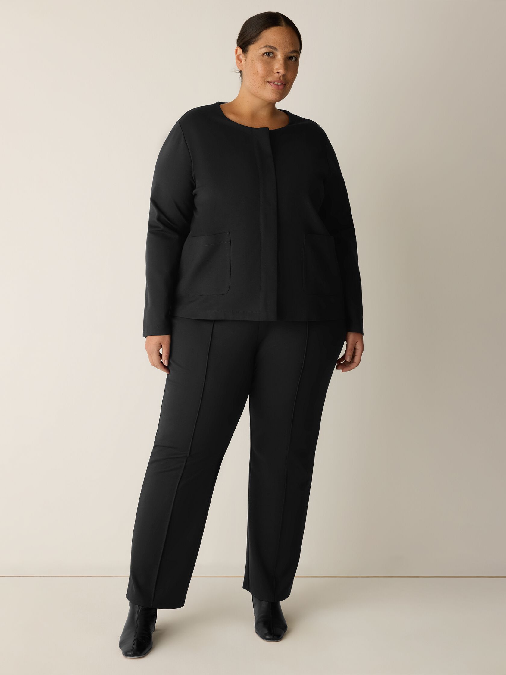 Washable Flex Ponte Round Neck Jacket