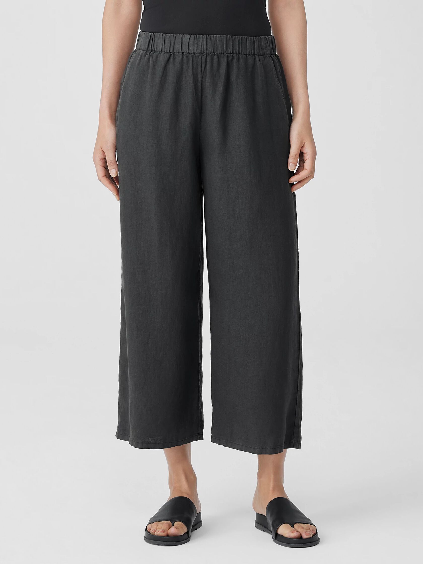 Garment-Dyed Organic Linen Wide-Leg Pant