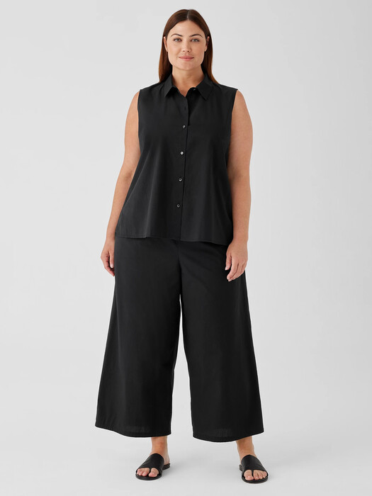 Washed Organic Cotton Poplin Sleeveless Shirt