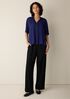 Silk Georgette Crepe Split Neck Top