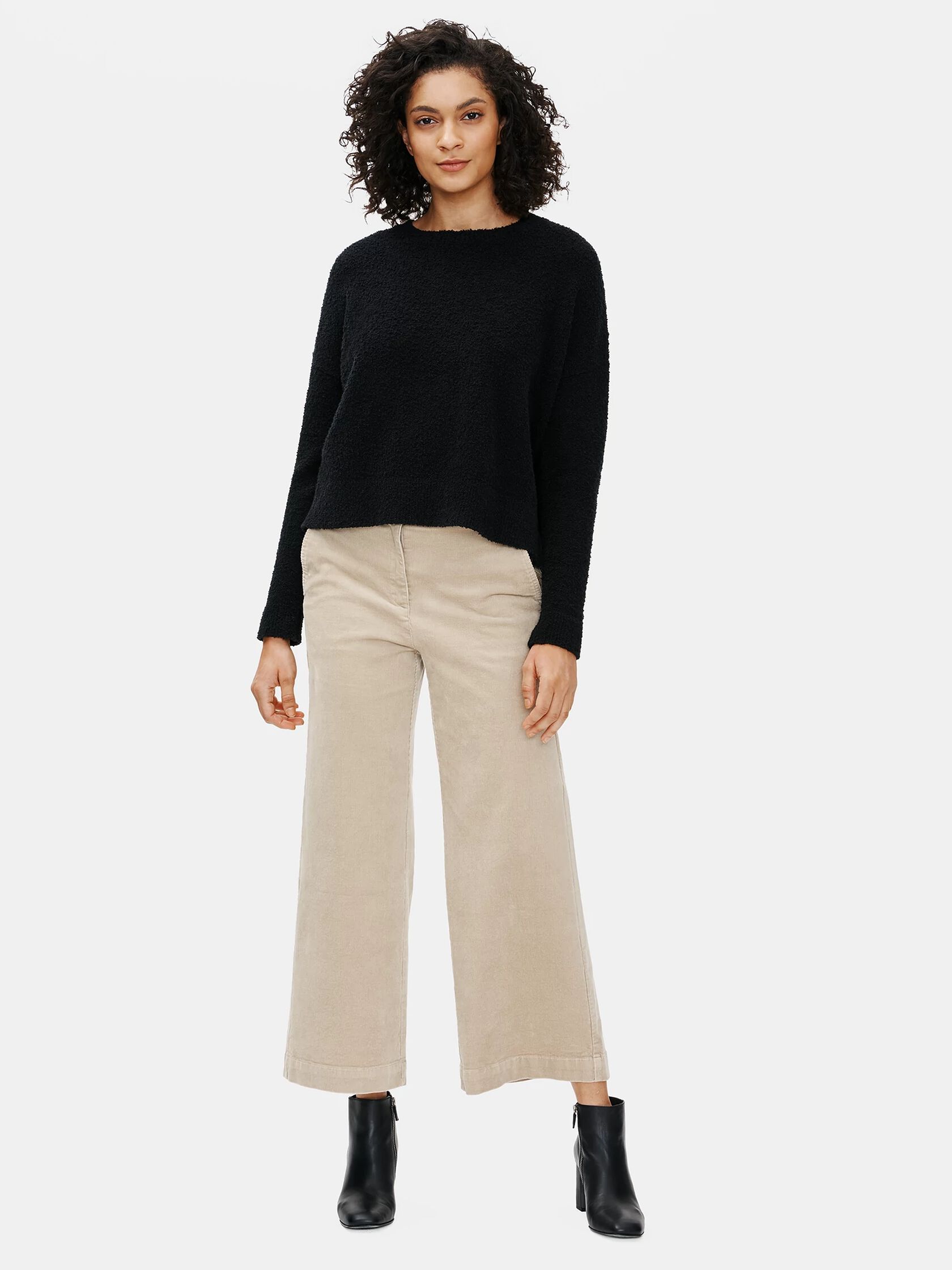 Organic Cotton Boucle Crew Neck Box-Top