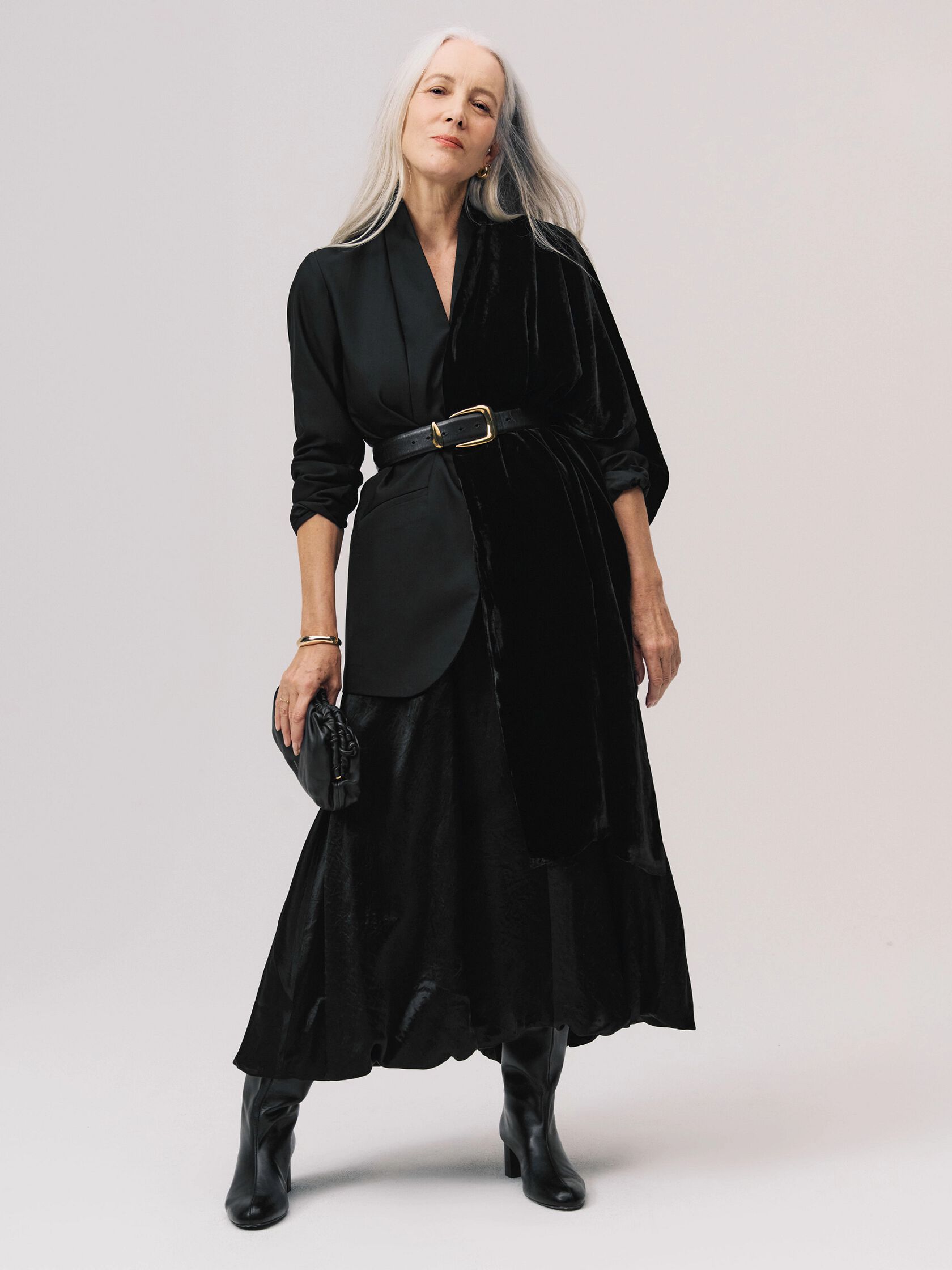 Crinkled Satin Bubble Hem Skirt