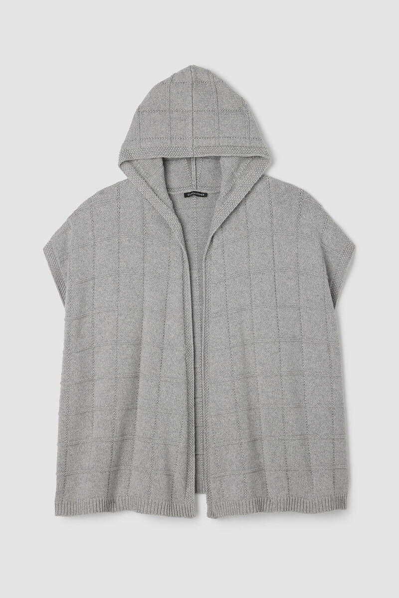 Cotton and Recycled Cashmere Hooded Poncho Cotton and Recycled Cashmere Hooded Poncho