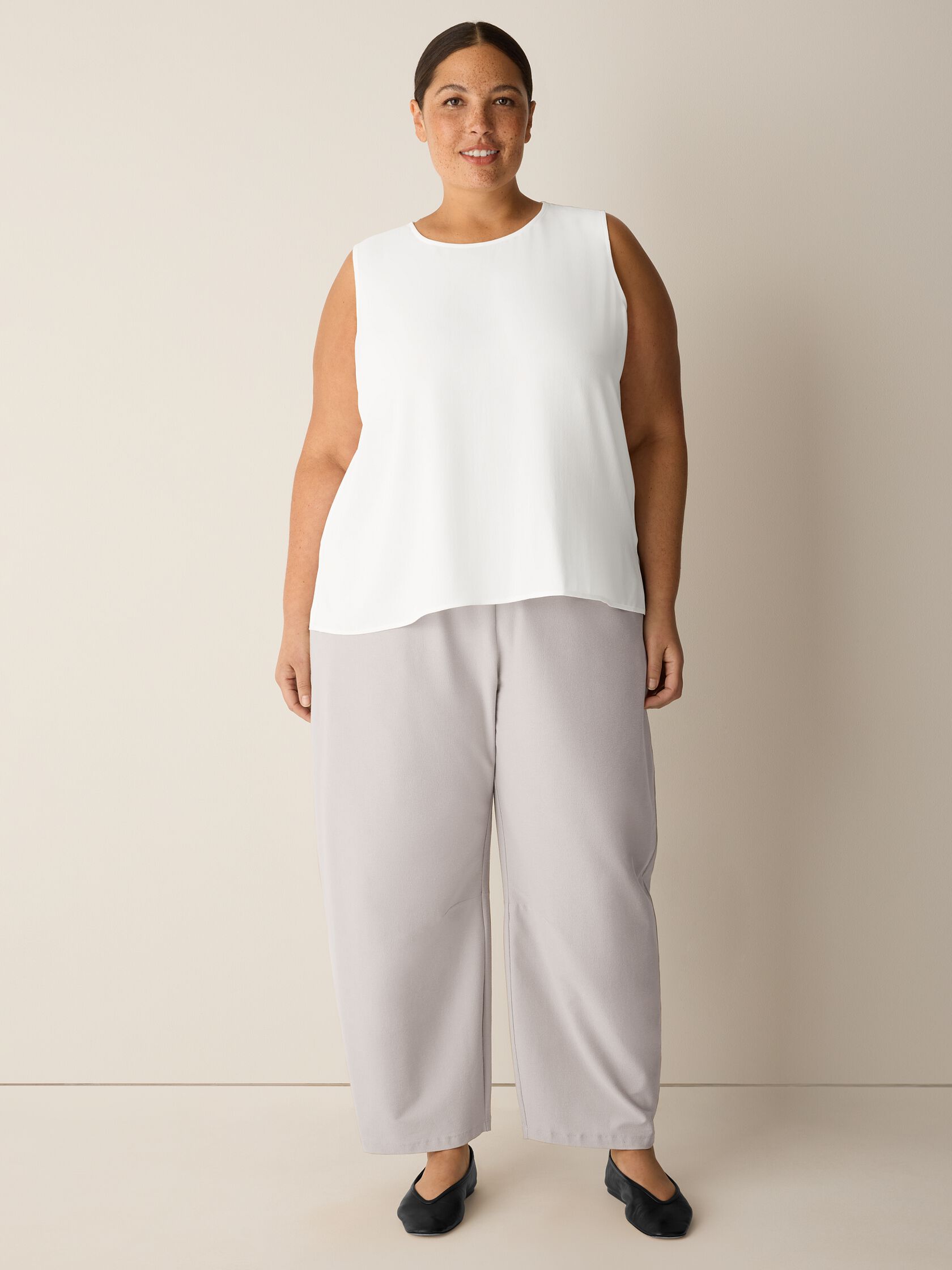 Silk Georgette Crepe Round Neck Tank