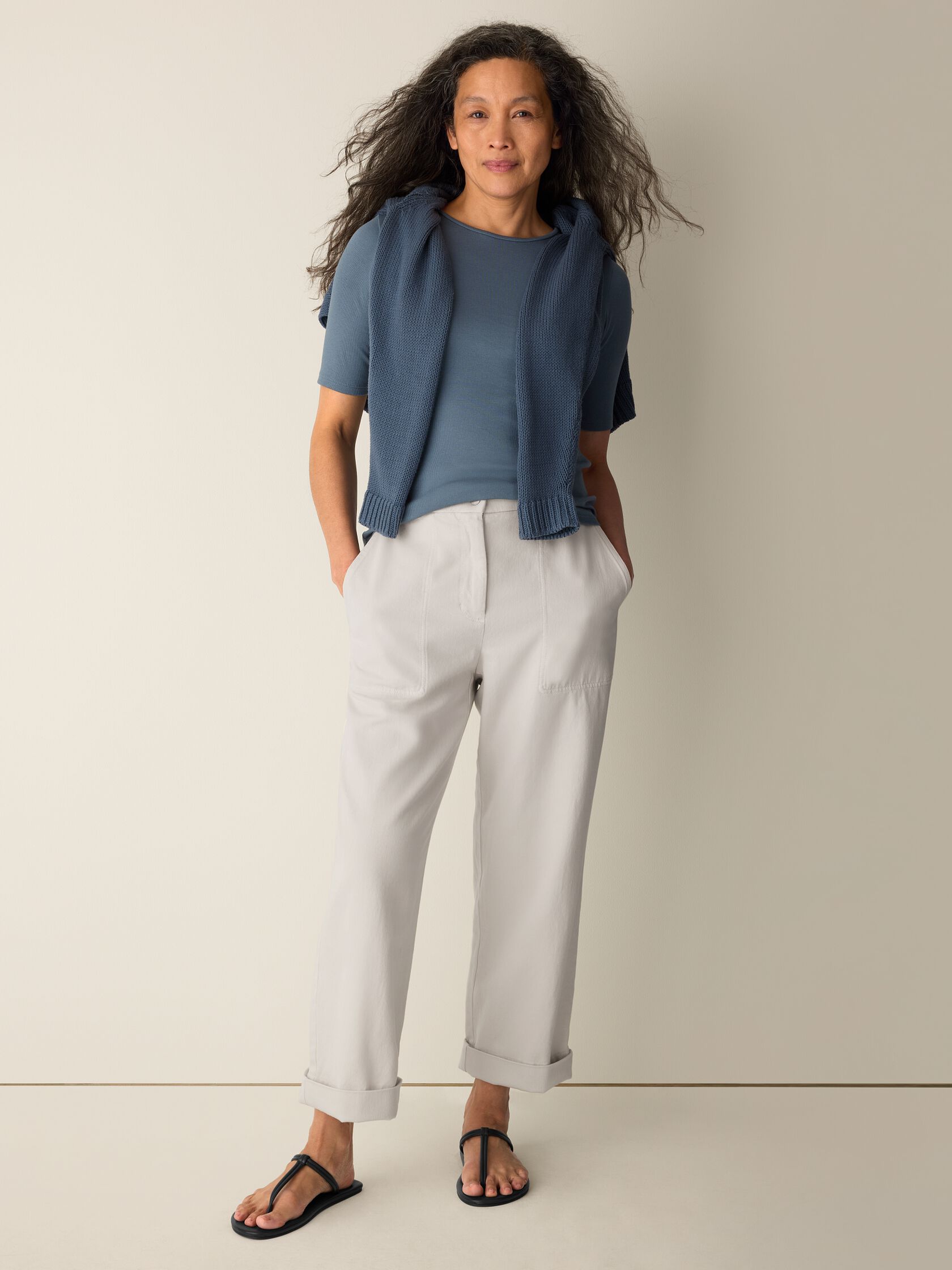 Organic Cotton Stretch Rib Crew Neck Tee