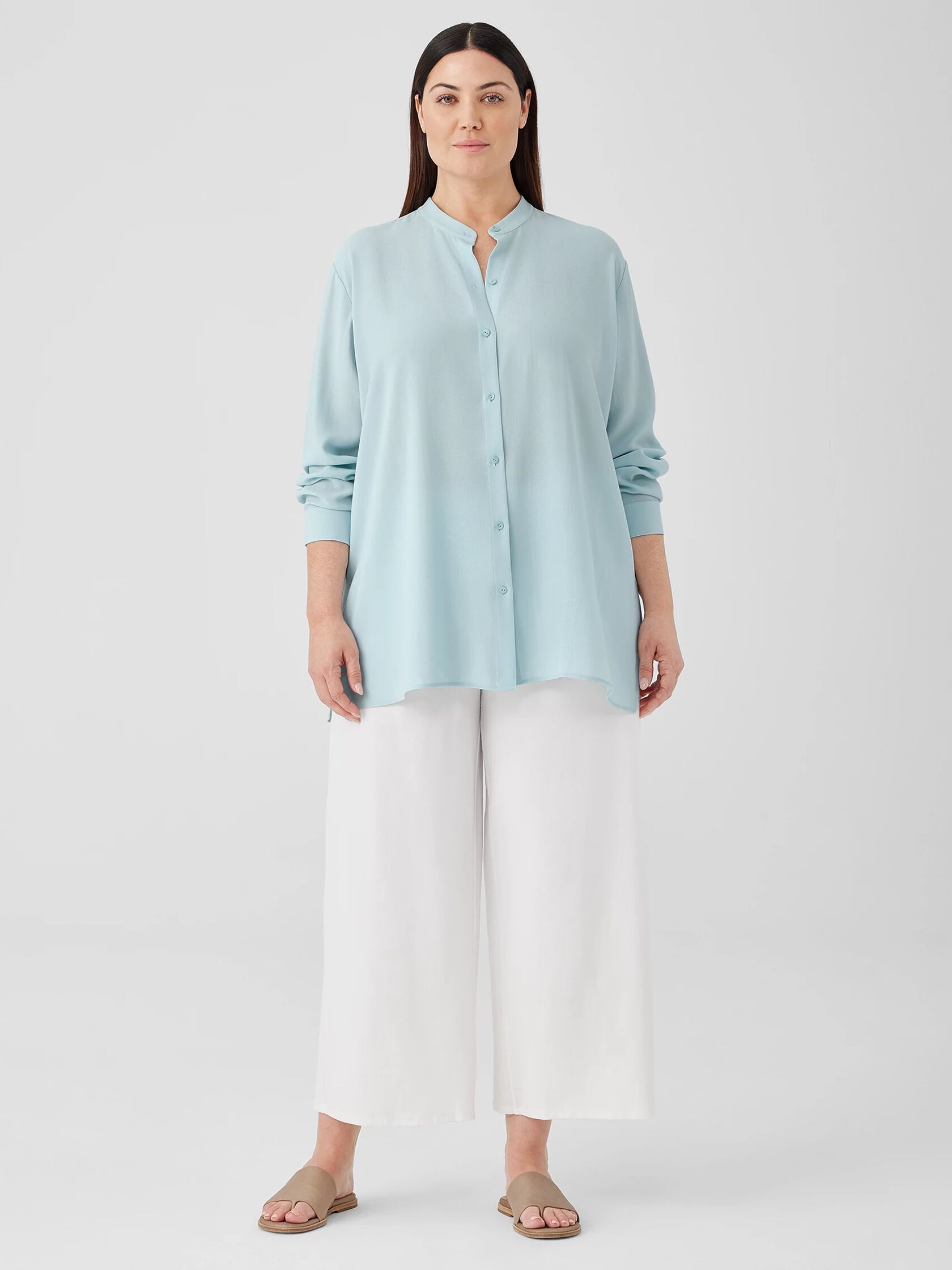 Washable Stretch Crepe Wide-Leg Pant