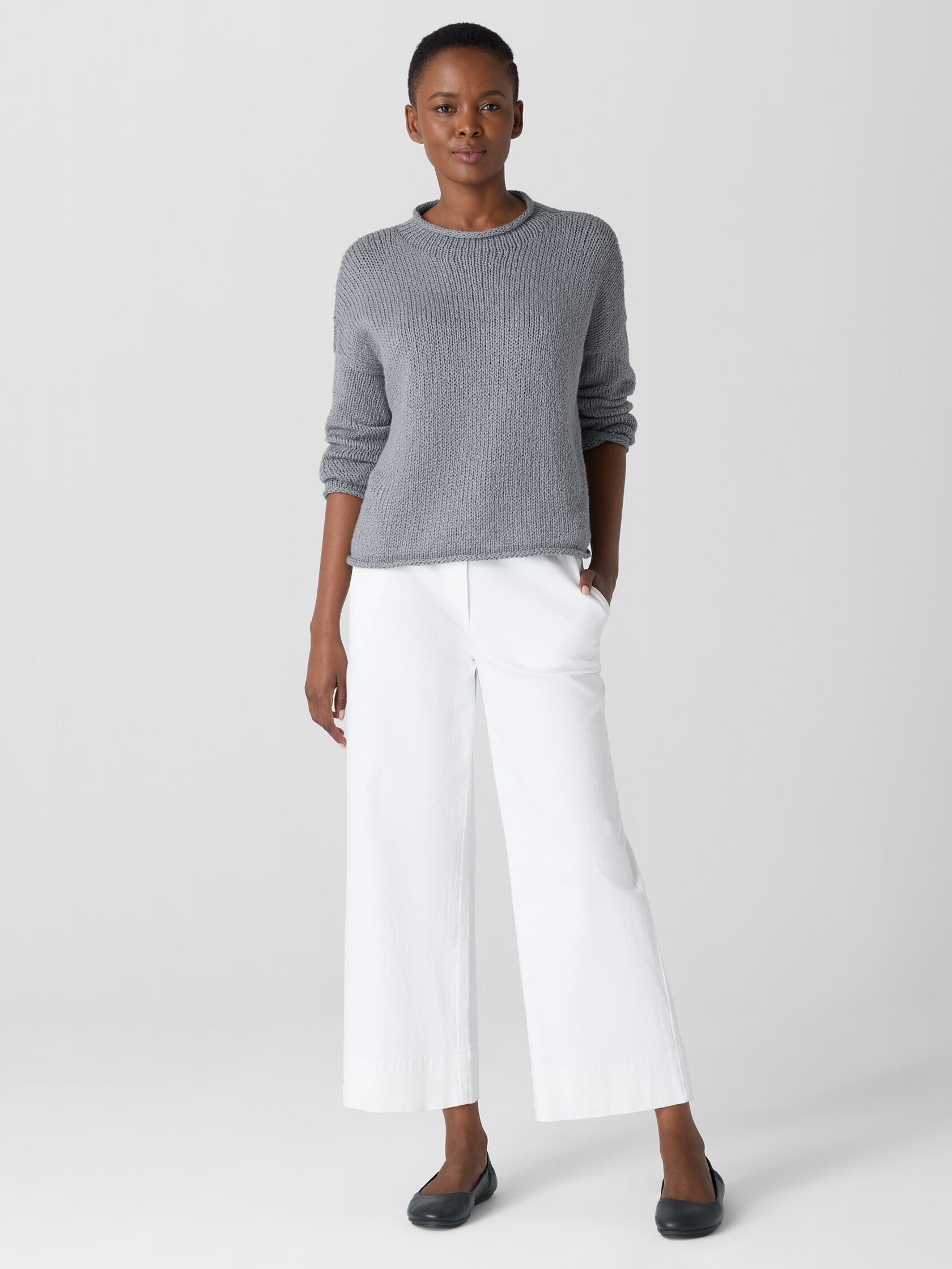 Peruvian Organic Cotton Crimp Funnel Neck Top